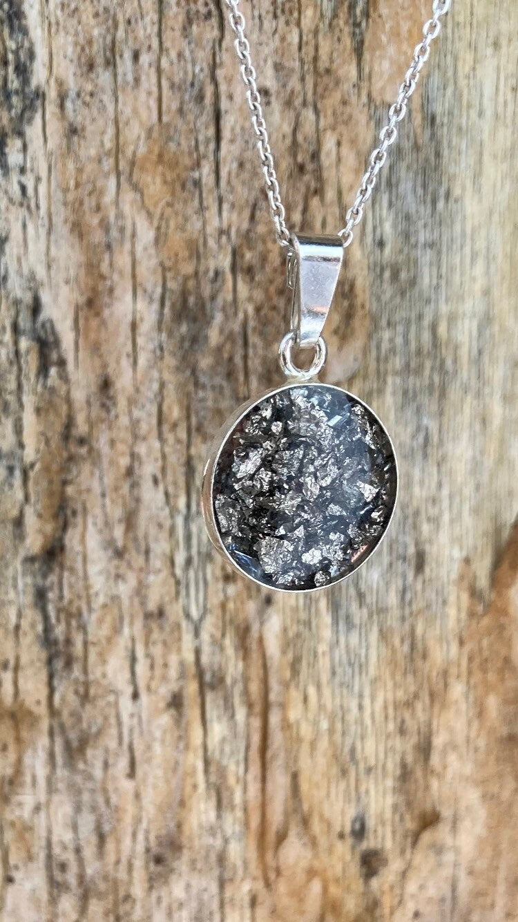 Blattplatin Orgonit Amulett aus 925 Sterling Silber