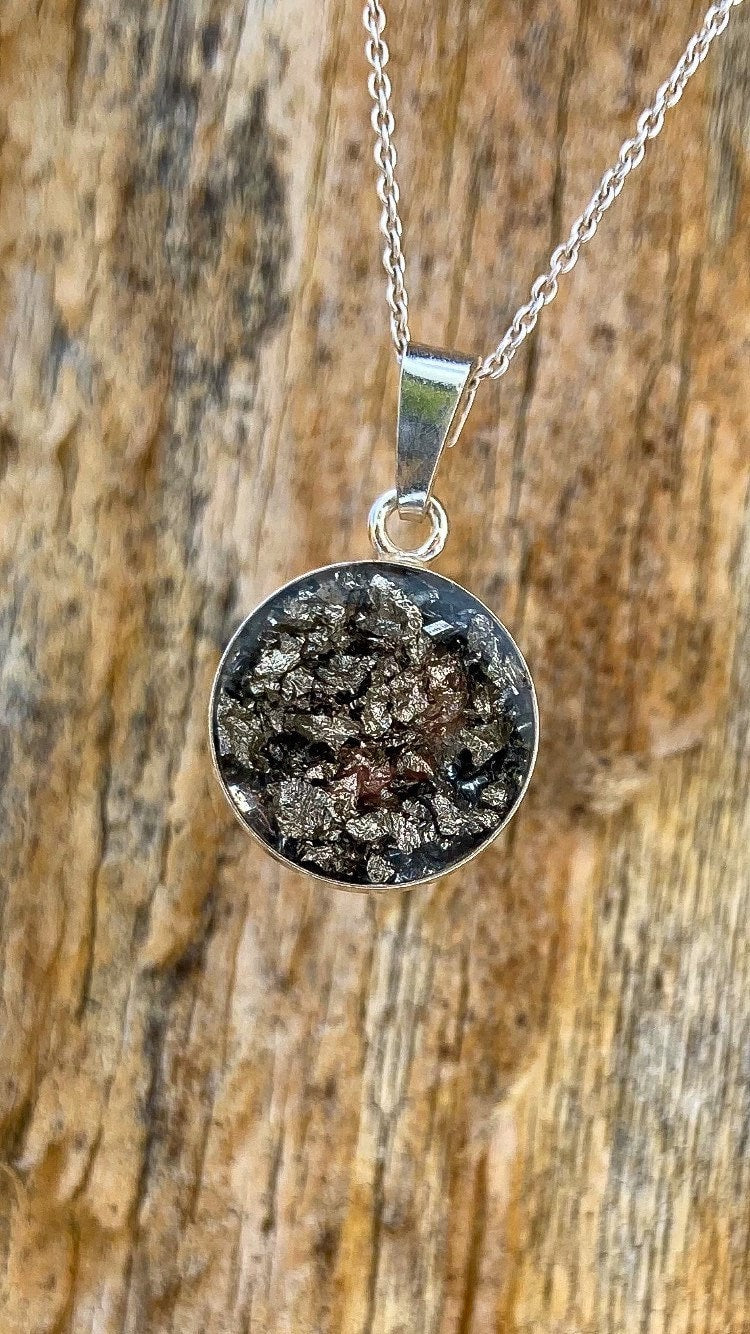 Blattplatin Orgonit Amulett aus 925 Sterling Silber
