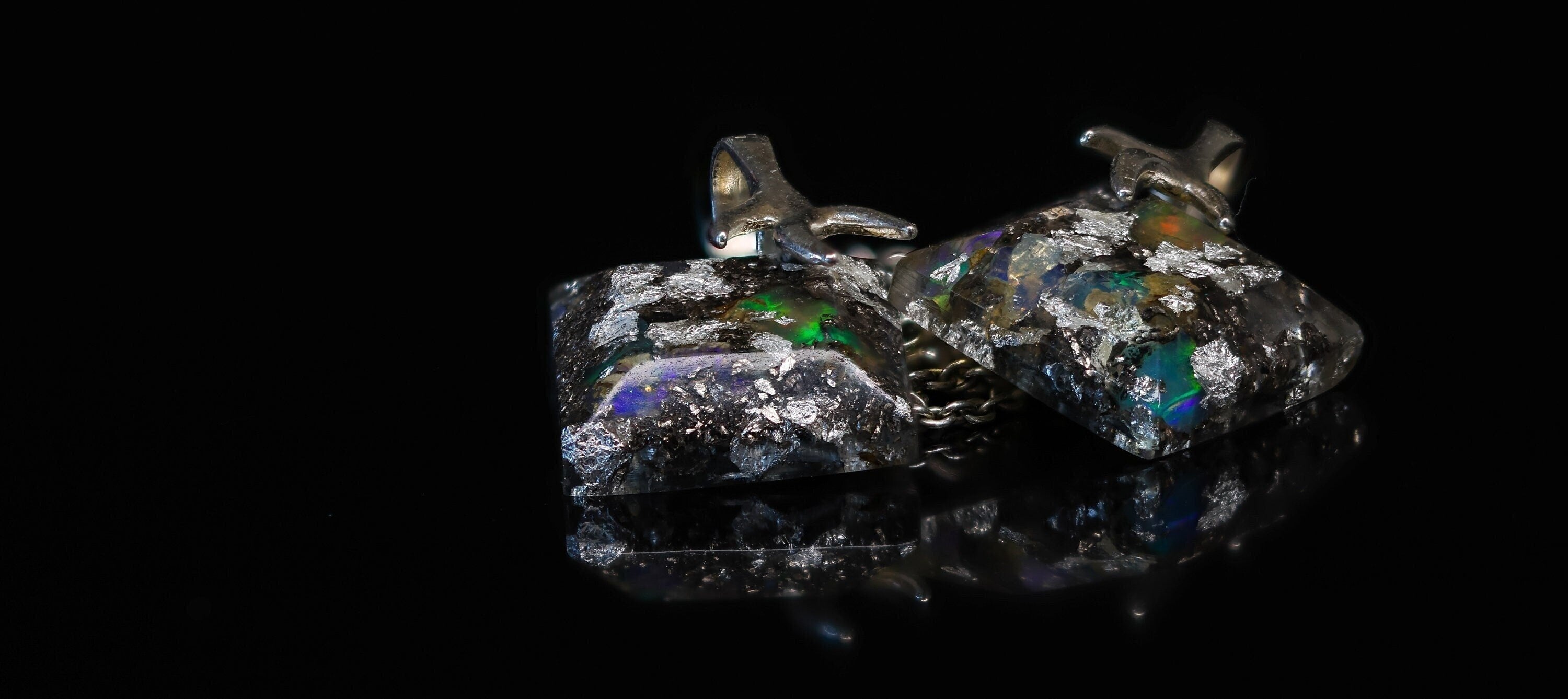 15x15mm Opal Kettenanhänger mit Wurzelfassung aus 925 Sterling Silber Made in Germany Orgonit Anhänger Heilstein Schmuck