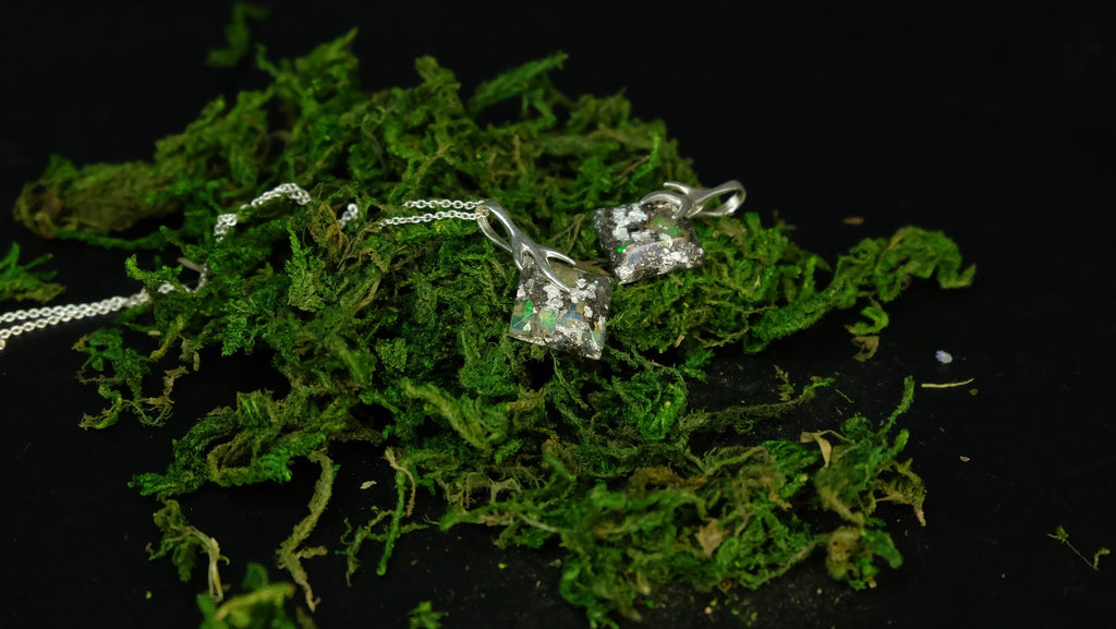 15x15mm Opal Kettenanhänger mit Wurzelfassung aus 925 Sterling Silber Made in Germany Orgonit Anhänger Heilstein Schmuck