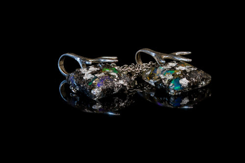 15x15mm Opal Kettenanhänger mit Wurzelfassung aus 925 Sterling Silber Made in Germany Orgonit Anhänger Heilstein Schmuck