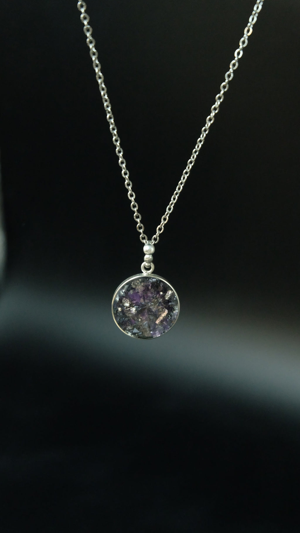 Atlantis® 925 Sterling Silber Amulett aus Edelsteinen und hochwertigen Metallen wie Amethyst und Silizium DM 20mm