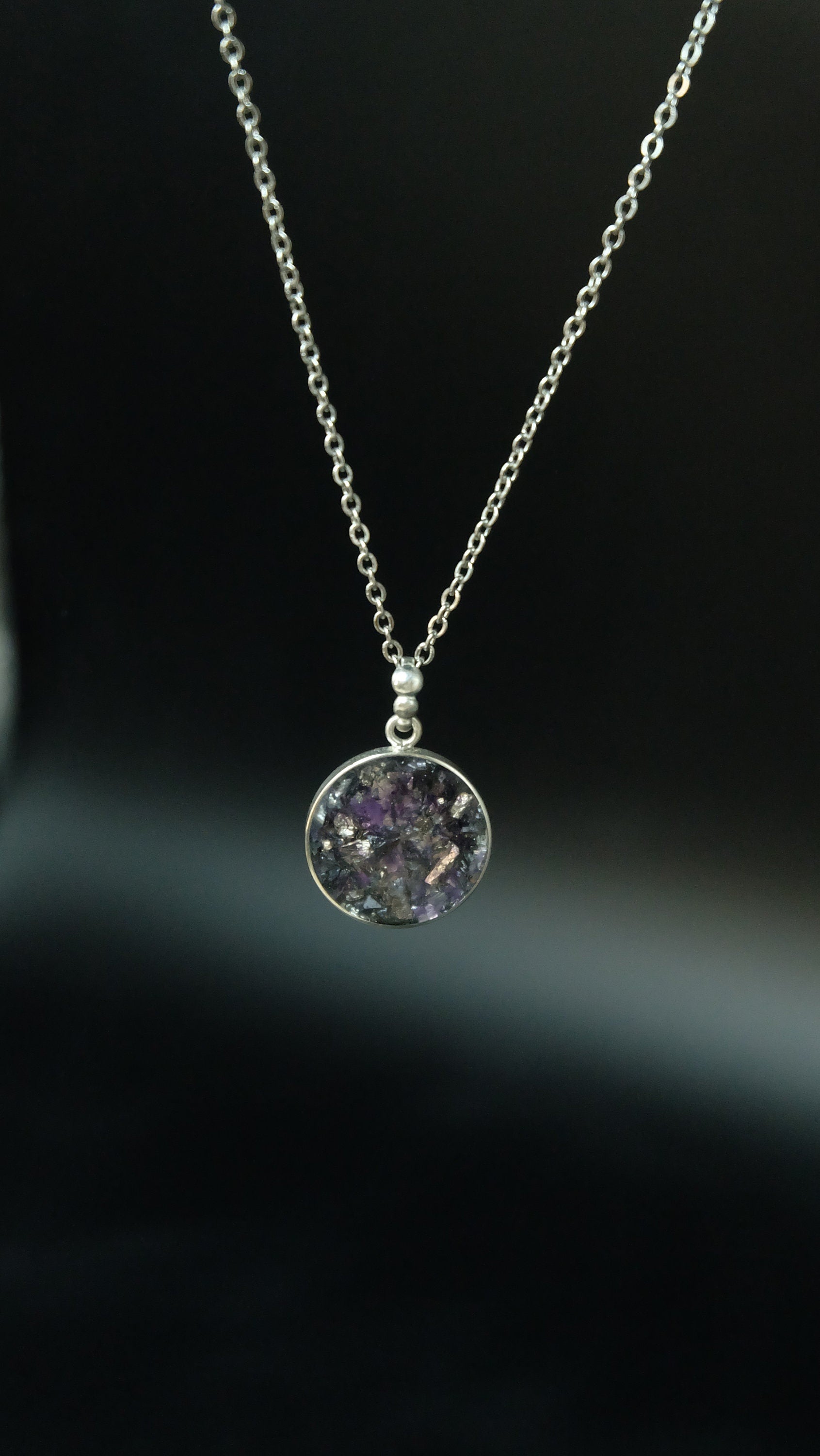 Atlantis® 925 Sterling Silber Amulett aus Edelsteinen und hochwertigen Metallen wie Amethyst und Silizium DM 20mm