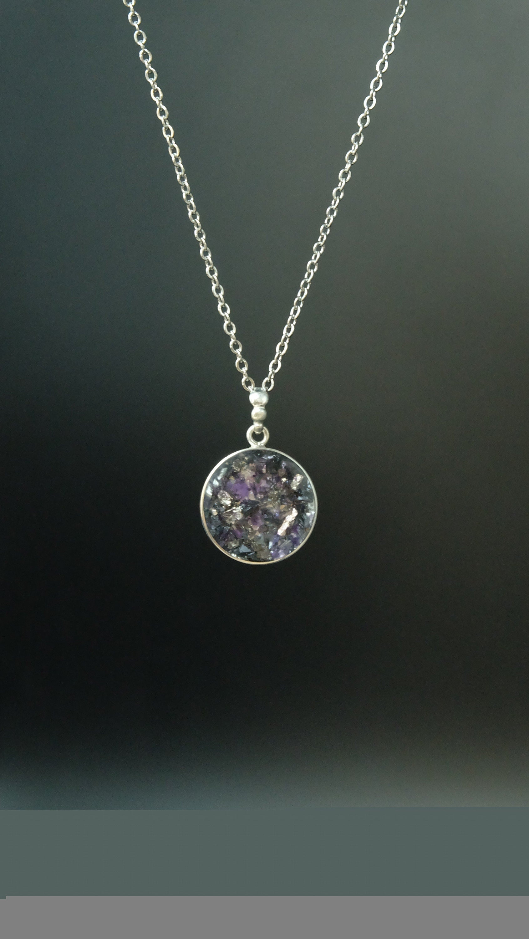 Atlantis® 925 Sterling Silber Amulett aus Edelsteinen und hochwertigen Metallen wie Amethyst und Silizium DM 20mm