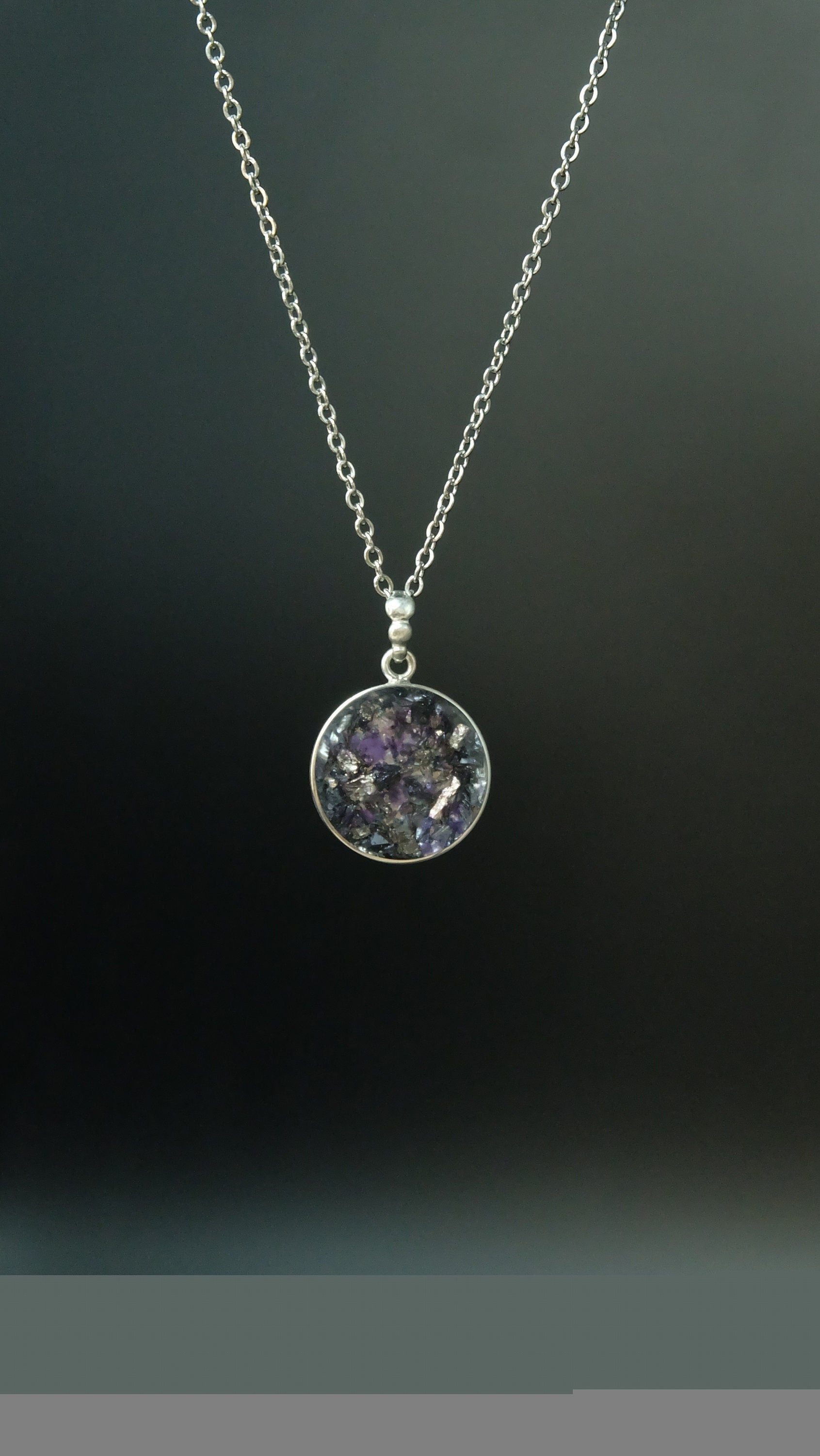 Atlantis® 925 Sterling Silber Amulett aus Edelsteinen und hochwertigen Metallen wie Amethyst und Silizium DM 20mm