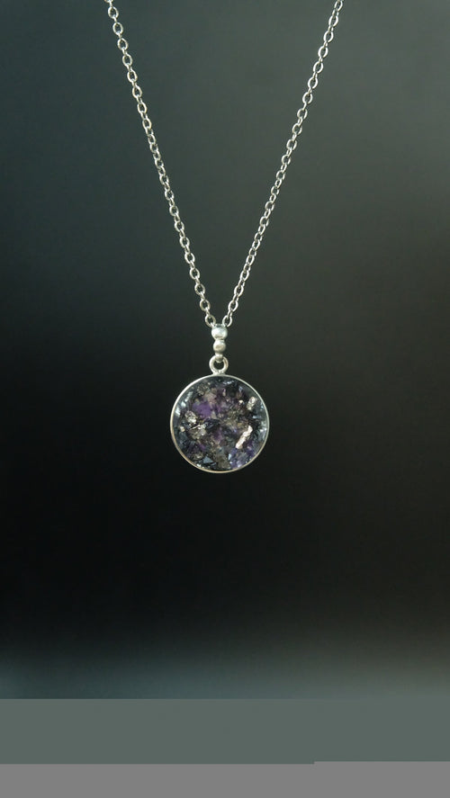 Atlantis® 925 Sterling Silber Amulett aus Edelsteinen und hochwertigen Metallen wie Amethyst und Silizium DM 20mm