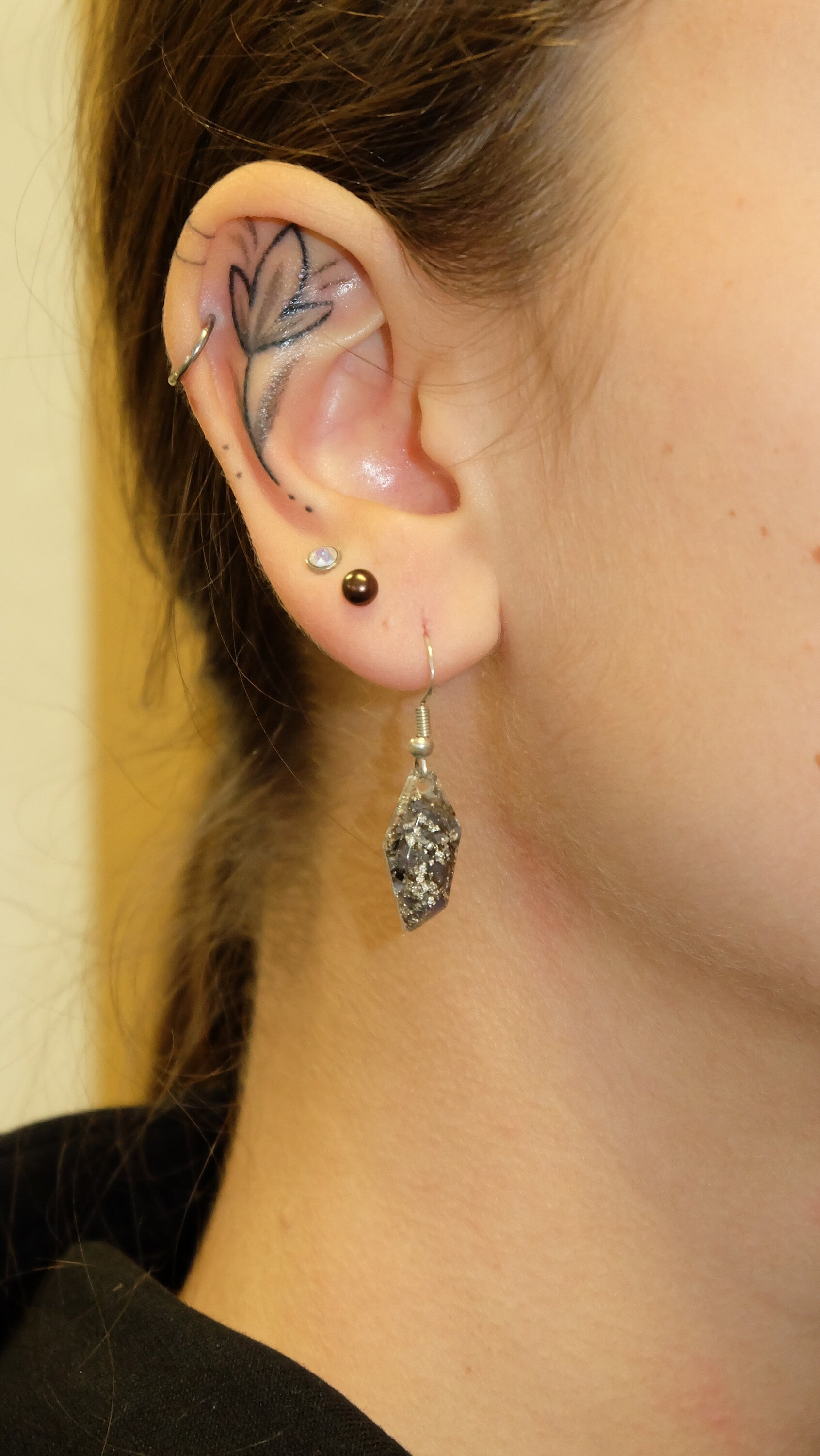 Orgonit Ohrringe aus Tansanit Palladium und Silber Edelstein Ohrringe