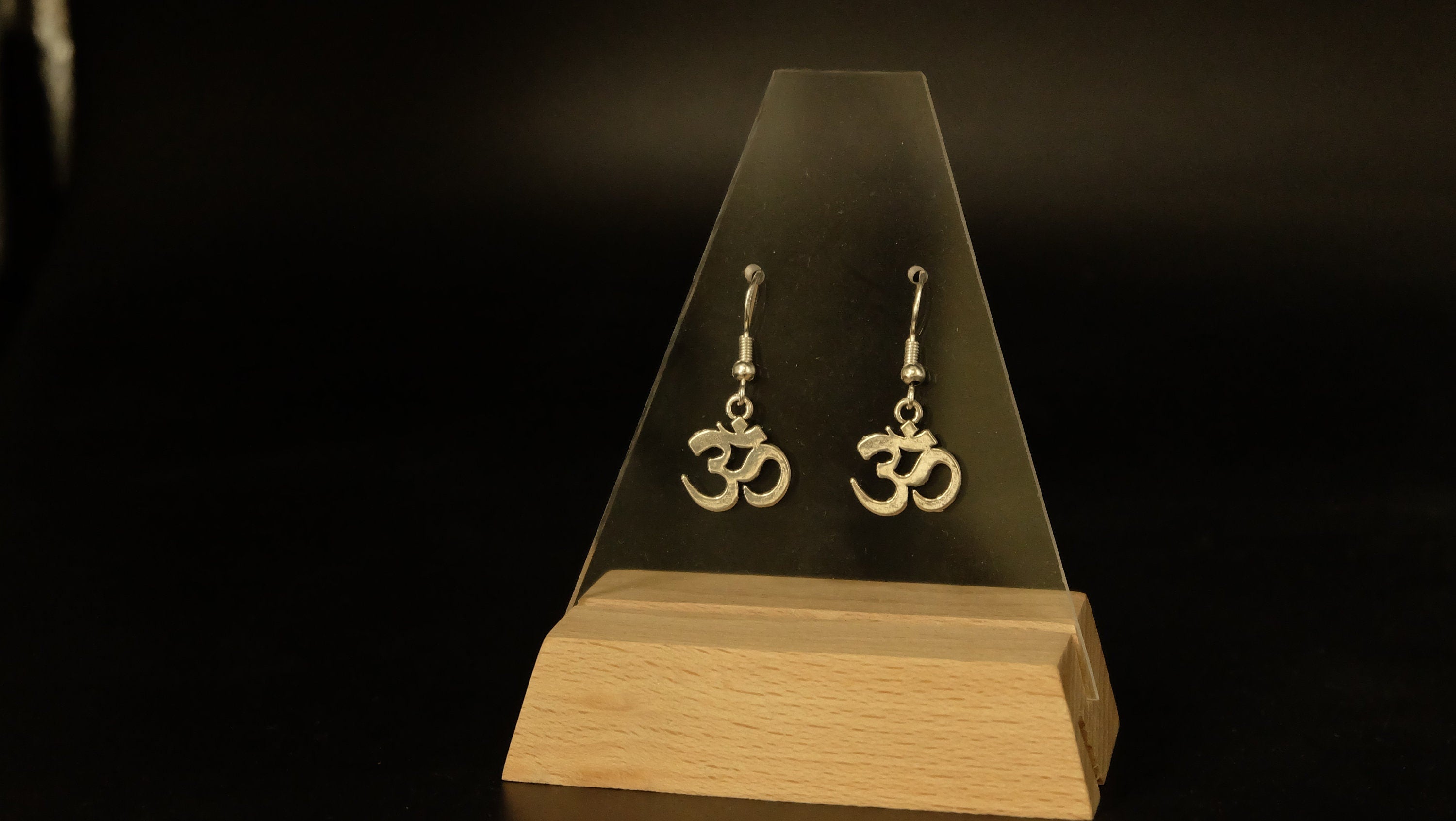 Om Ohrringe aus 925 Sterling Silber und Edelstahl