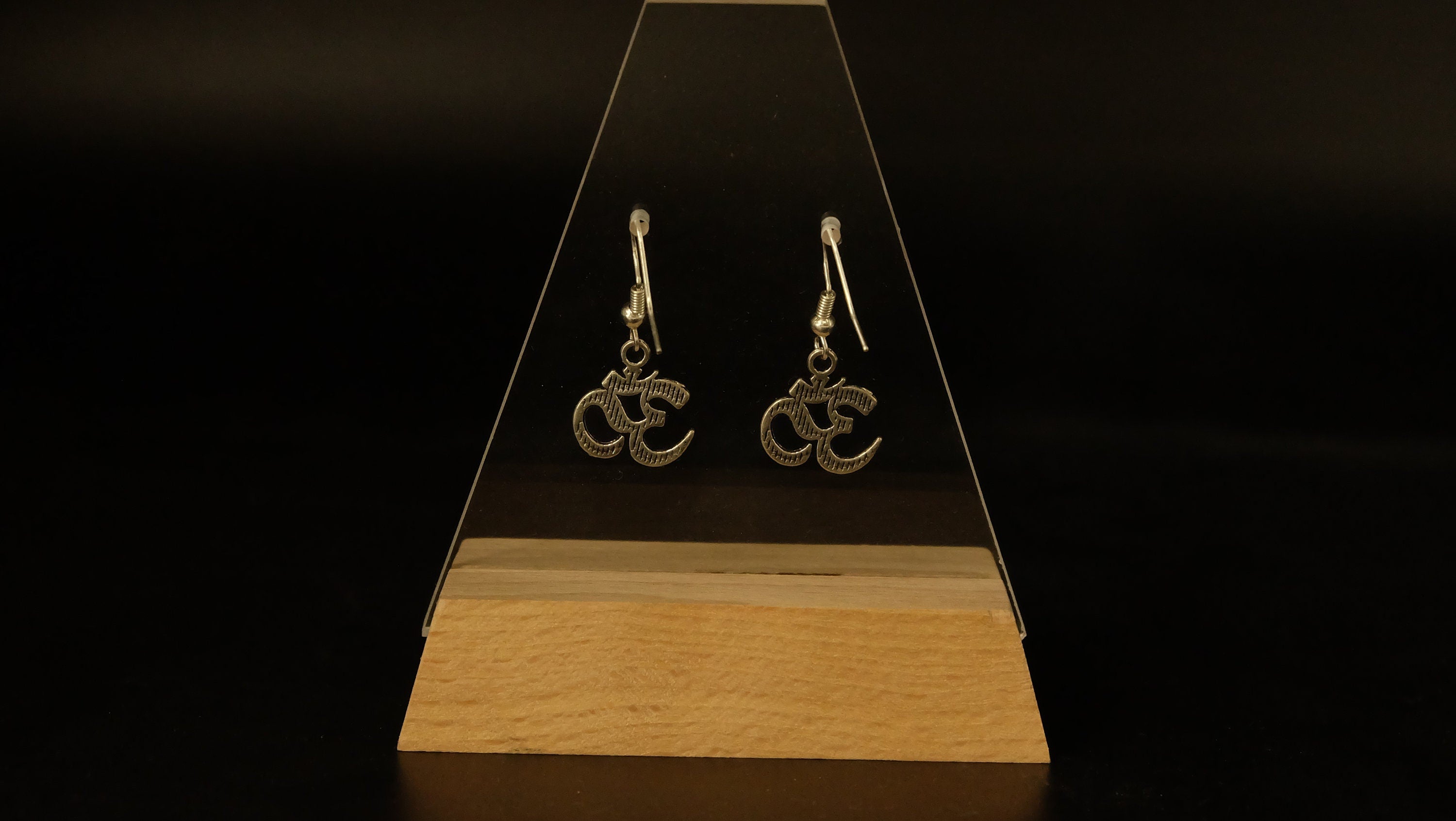 Om Ohrringe aus 925 Sterling Silber und Edelstahl