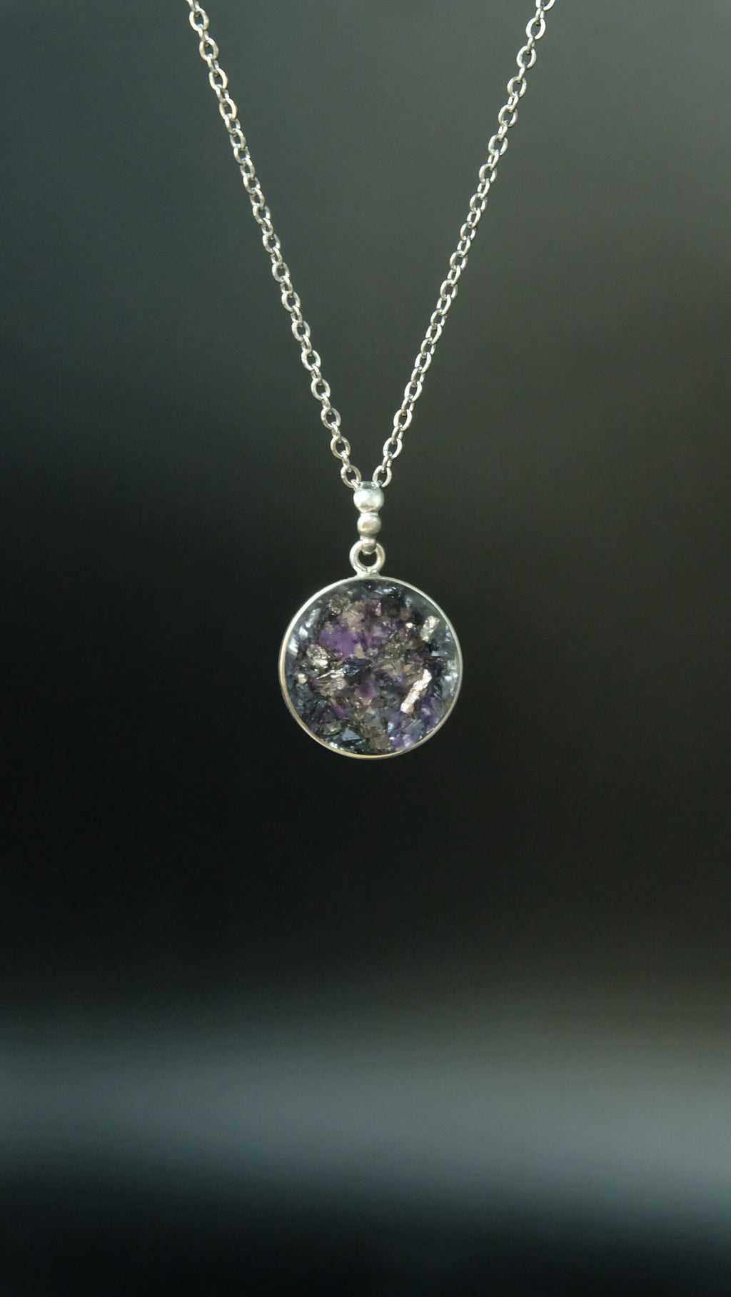 Atlantis® 925 Sterling Silber Amulett aus Edelsteinen und hochwertigen Metallen wie Amethyst und Silizium DM 20mm