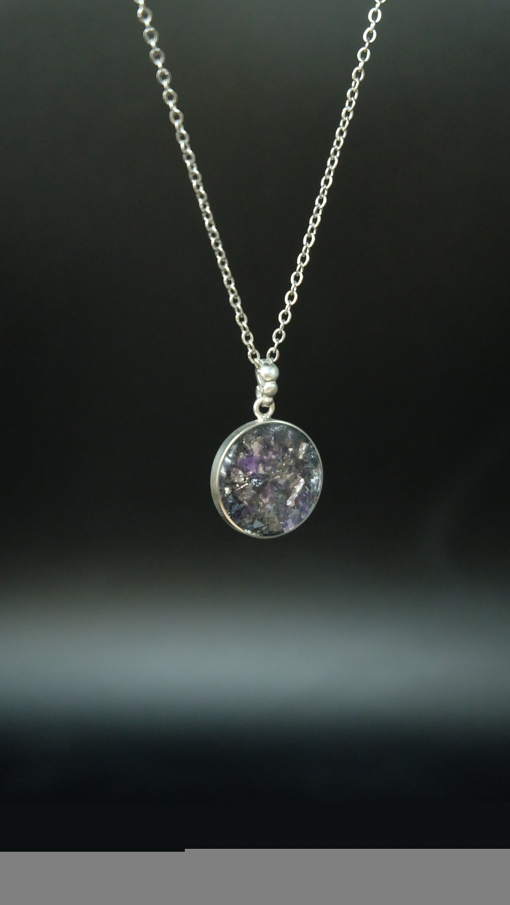 Atlantis® 925 Sterling Silber Amulett aus Edelsteinen und hochwertigen Metallen wie Amethyst und Silizium DM 20mm