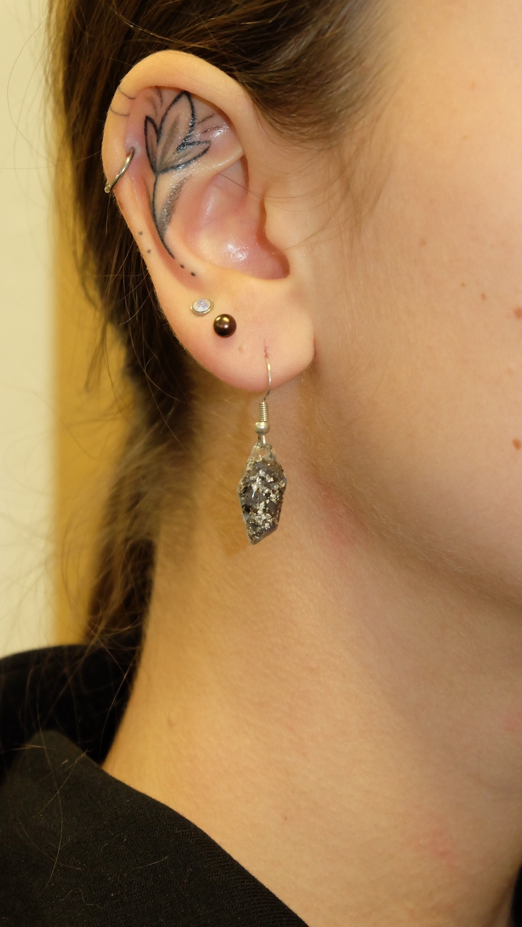 Orgonit Ohrringe aus Tansanit Palladium und Silber Edelstein Ohrringe