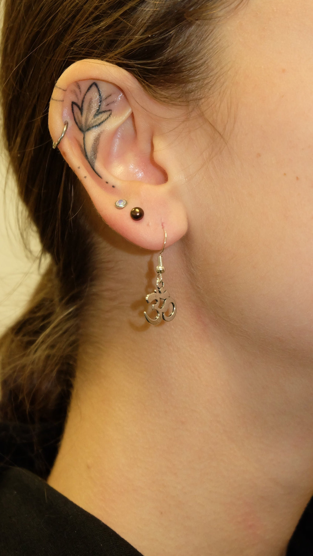 Om Ohrringe aus 925 Sterling Silber und Edelstahl