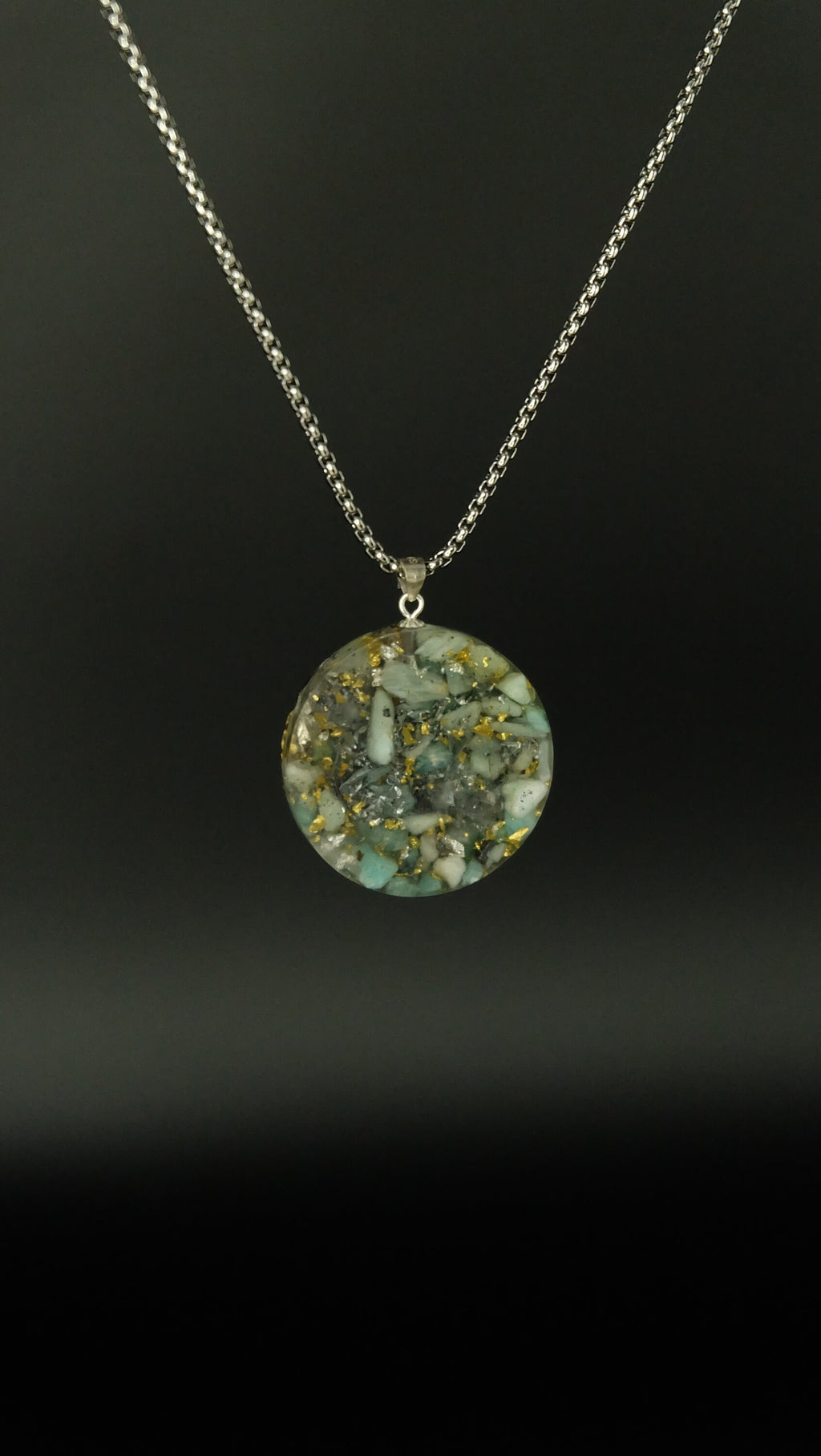 Orgonit Schmuck Anhänger Talisman Amulett mit Amazonit Aquamarin und Blattgold von Hand gefertigt in Deutschland UNIKAT Anfertigung