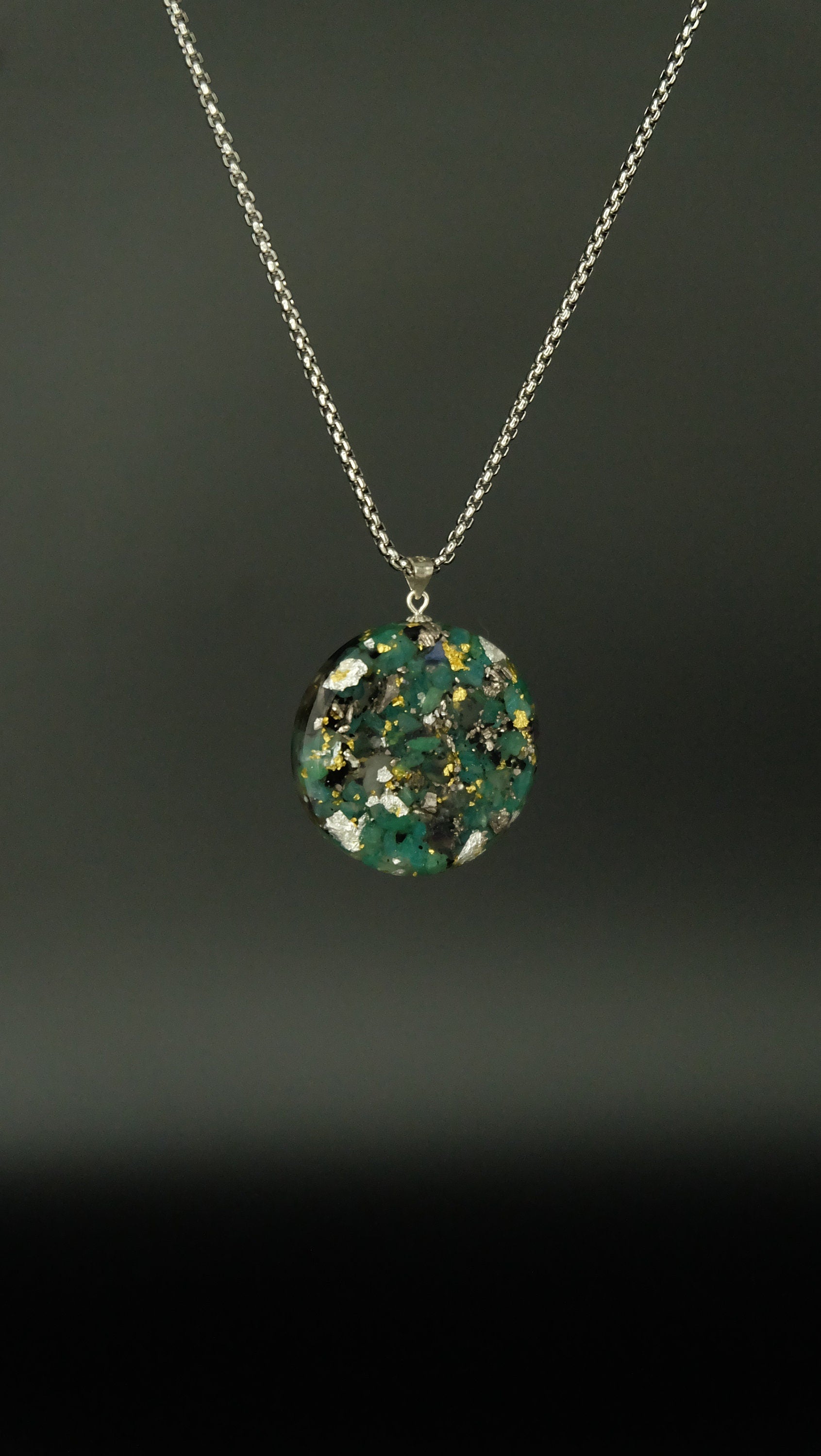 Orgonit Schmuck Anhänger Talisman Amulett mit Chrysokol und Blattgold von Hand gefertigt in Deutschland UNIKAT Anfertigung