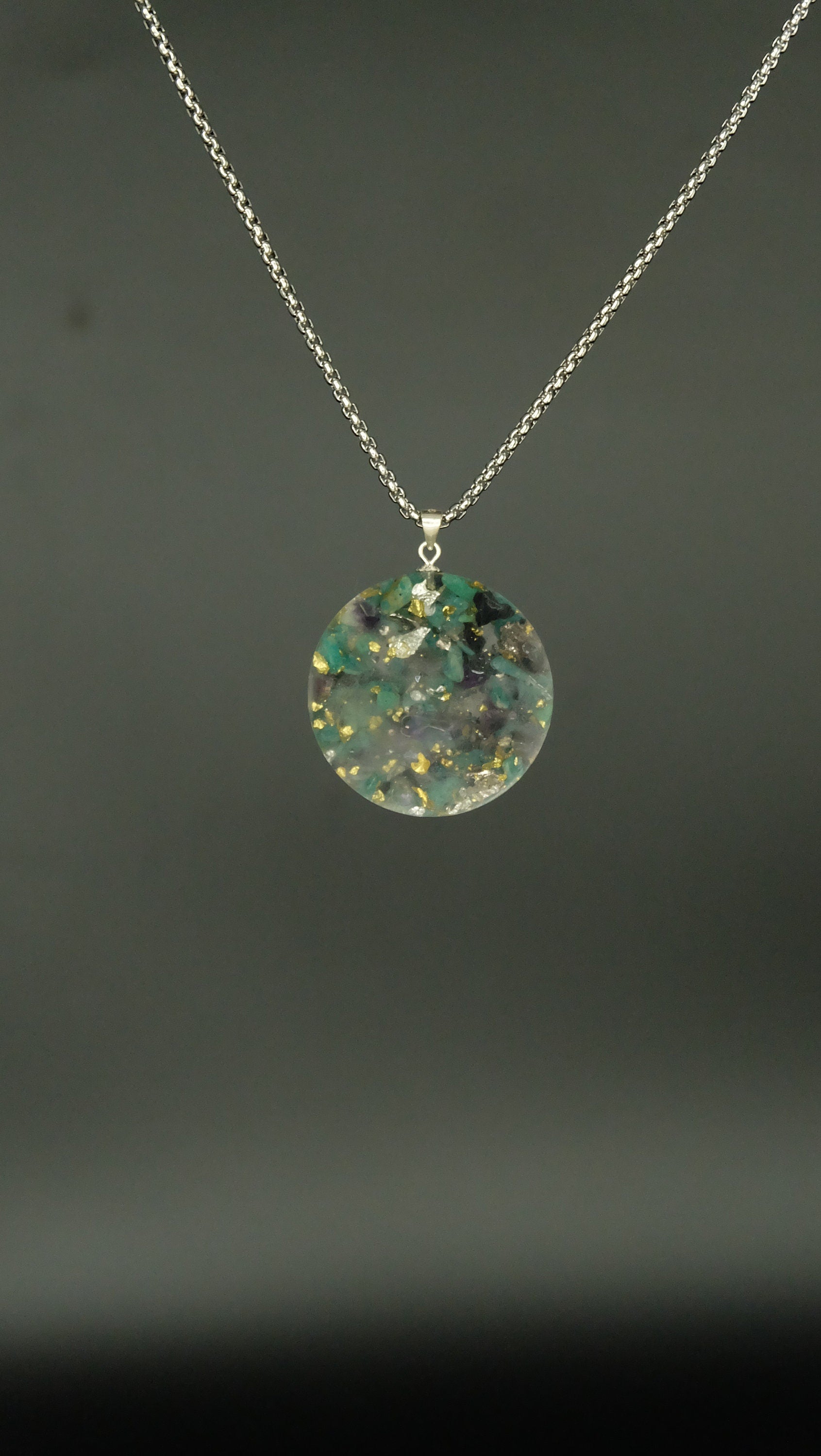 Orgonit Schmuck Anhänger Talisman Amulett mit Chrysokol und Blattgold von Hand gefertigt in Deutschland UNIKAT Anfertigung
