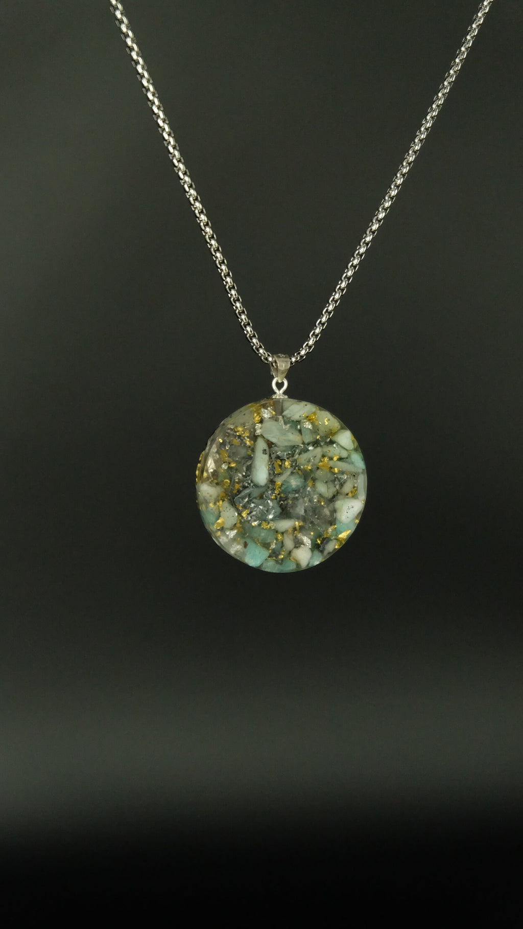 Orgonit Schmuck Anhänger Talisman Amulett mit Amazonit Aquamarin und Blattgold von Hand gefertigt in Deutschland UNIKAT Anfertigung