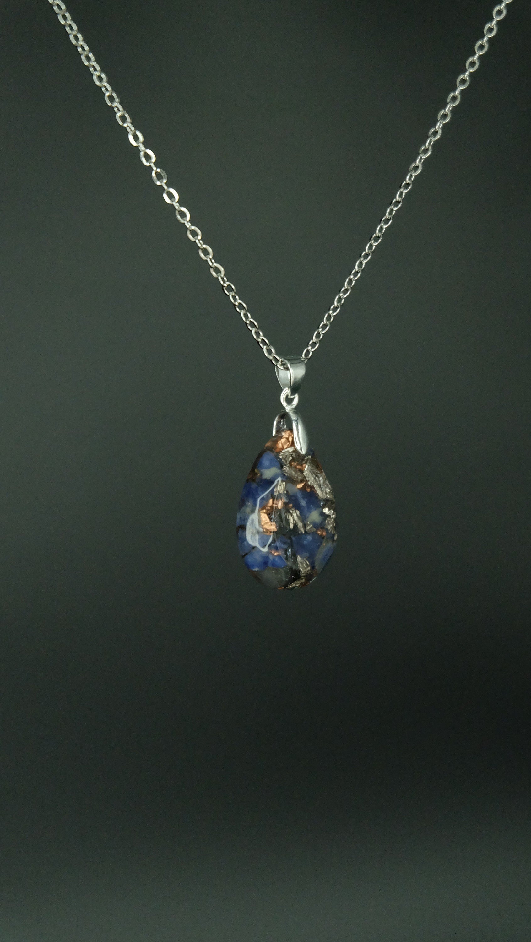 Sodalith Orgonit Schmuck Anhänger aus 925 Sterling Silber von Hand gefertigt in einer Schmuckmanufaktur in Deutschland