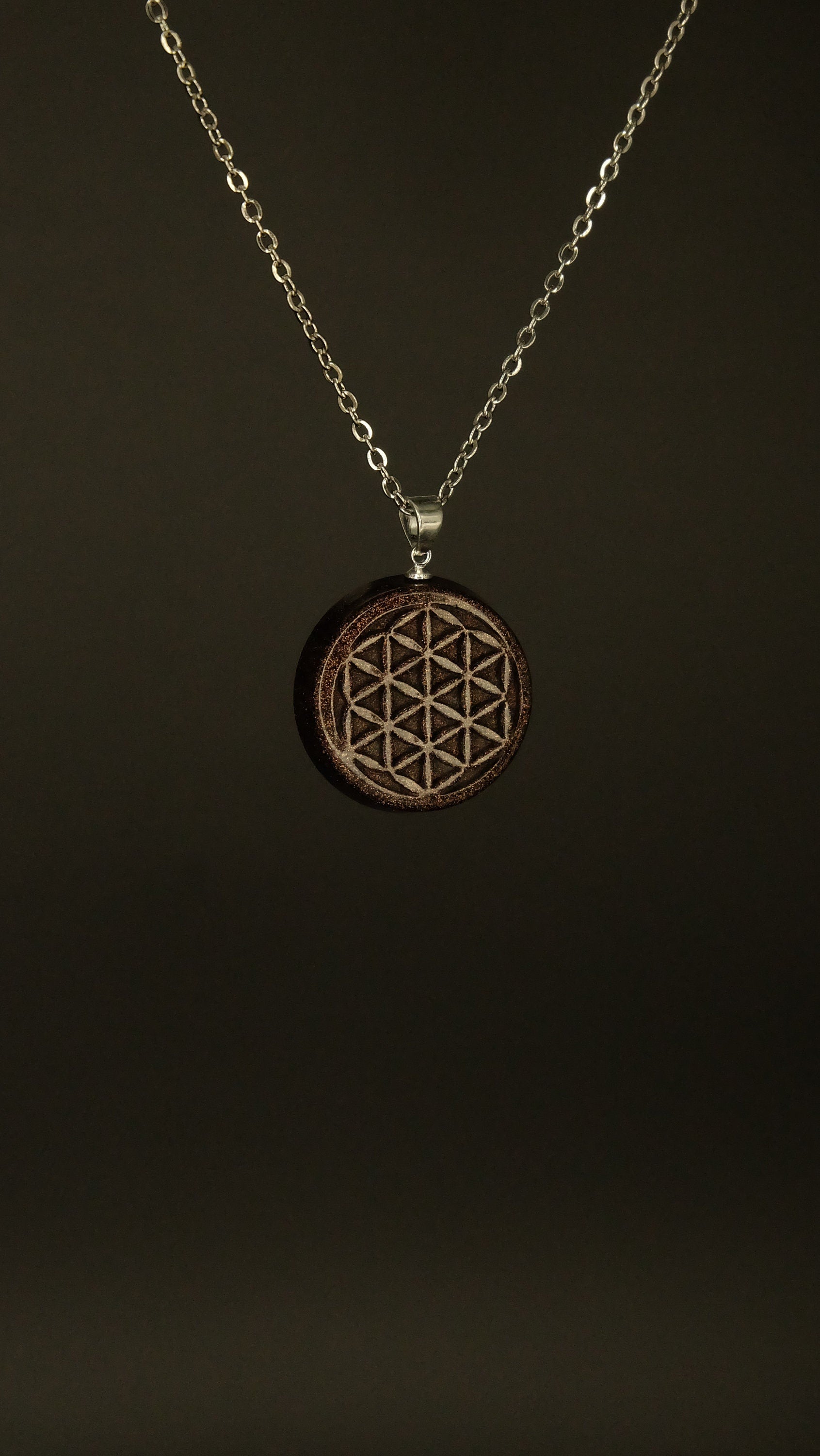 Blume des Lebens Handgefertigter Talisman Amulett Orgonit Anhänger Heilige Geometrie Spiritueller Schmuck
