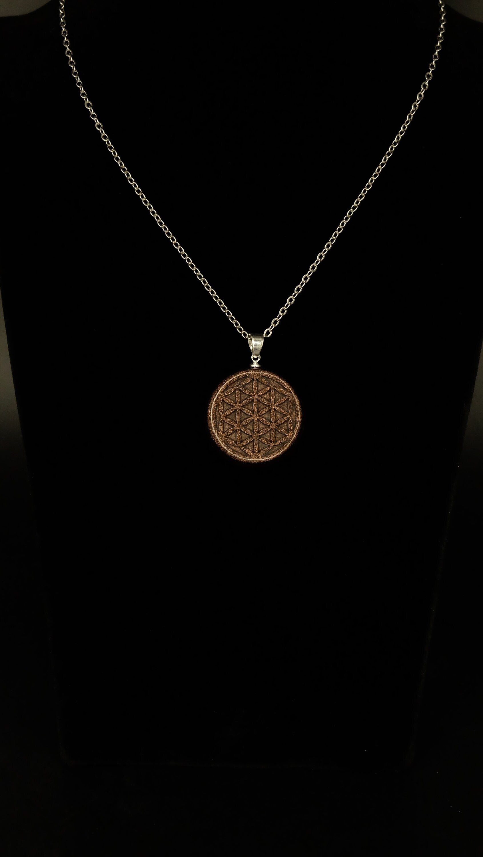 Blume des Lebens Handgefertigter Talisman Amulett Orgonit Anhänger Heilige Geometrie Spiritueller Schmuck