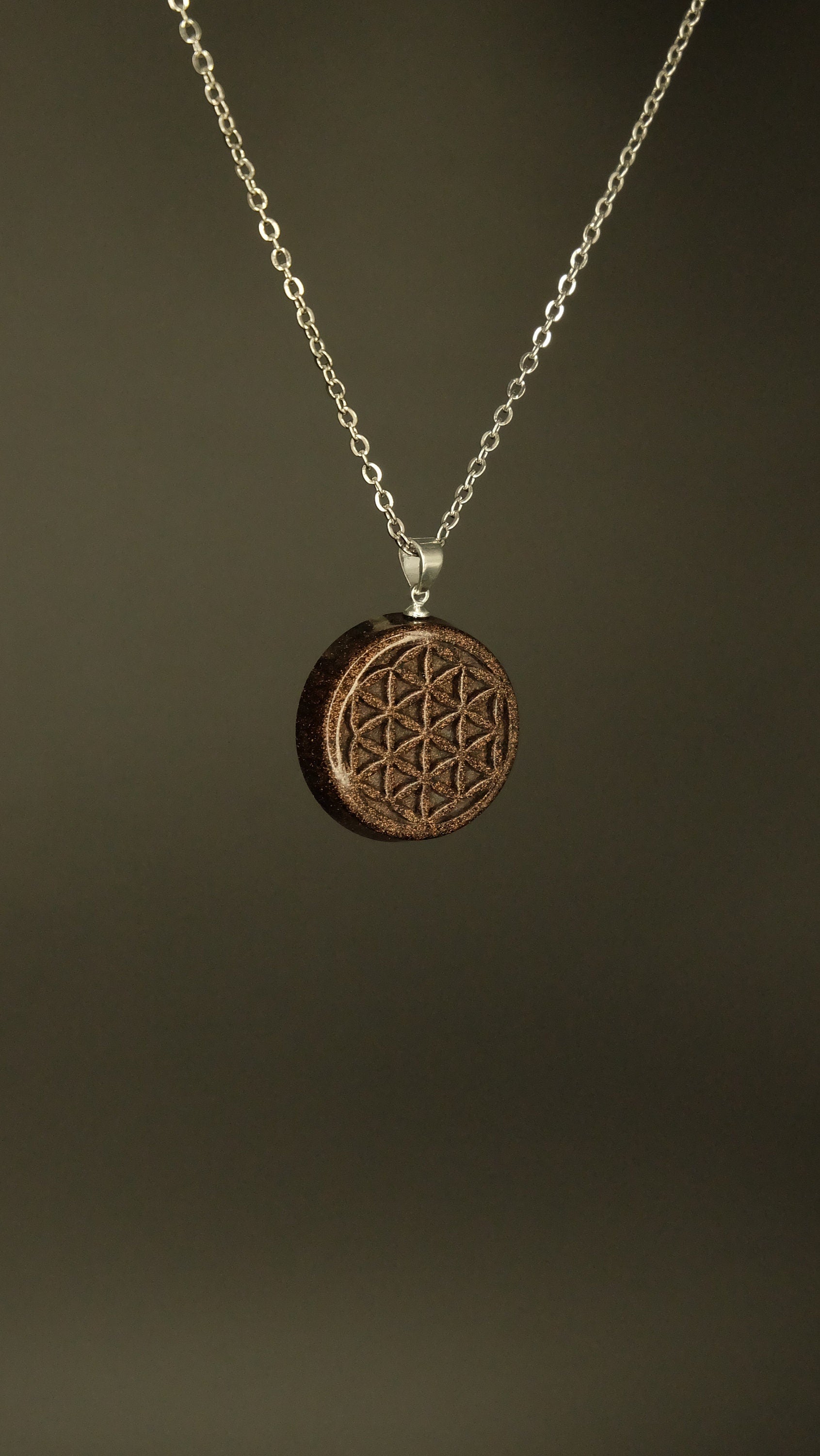 Blume des Lebens Handgefertigter Talisman Amulett Orgonit Anhänger Heilige Geometrie Spiritueller Schmuck