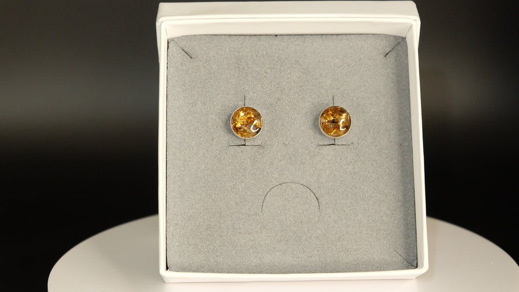 Bernstein 925 Sterling Silber Schmuck Ohrstecker aus modernem Herstellungsverfahren für Nachhaltigkeit hergestellt in Deutschland 10mm