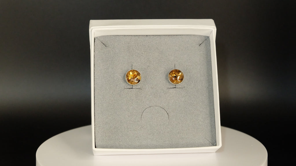 Bernstein 925 Sterling Silber Schmuck Ohrstecker aus modernem Herstellungsverfahren für Nachhaltigkeit hergestellt in Deutschland 10mm