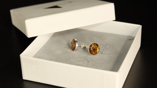 Bernstein 925 Sterling Silber Schmuck Ohrstecker aus modernem Herstellungsverfahren für Nachhaltigkeit hergestellt in Deutschland 10mm