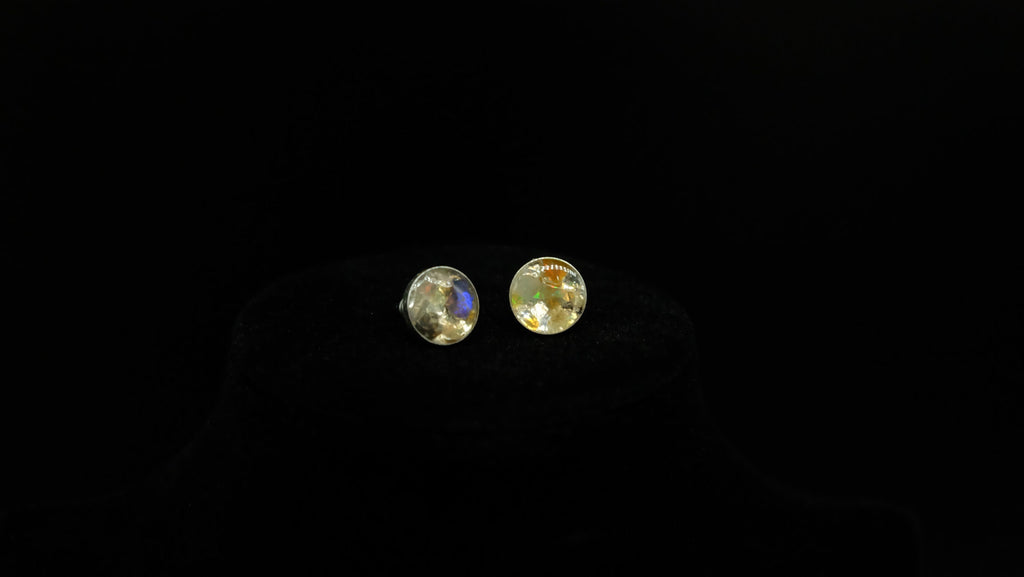 1x Paar Opal 925 Sterling Silber Schmuck Ohrstecker aus modernem Herstellungsverfahren hergestellt in Deutschland mit Edelopal 10mm