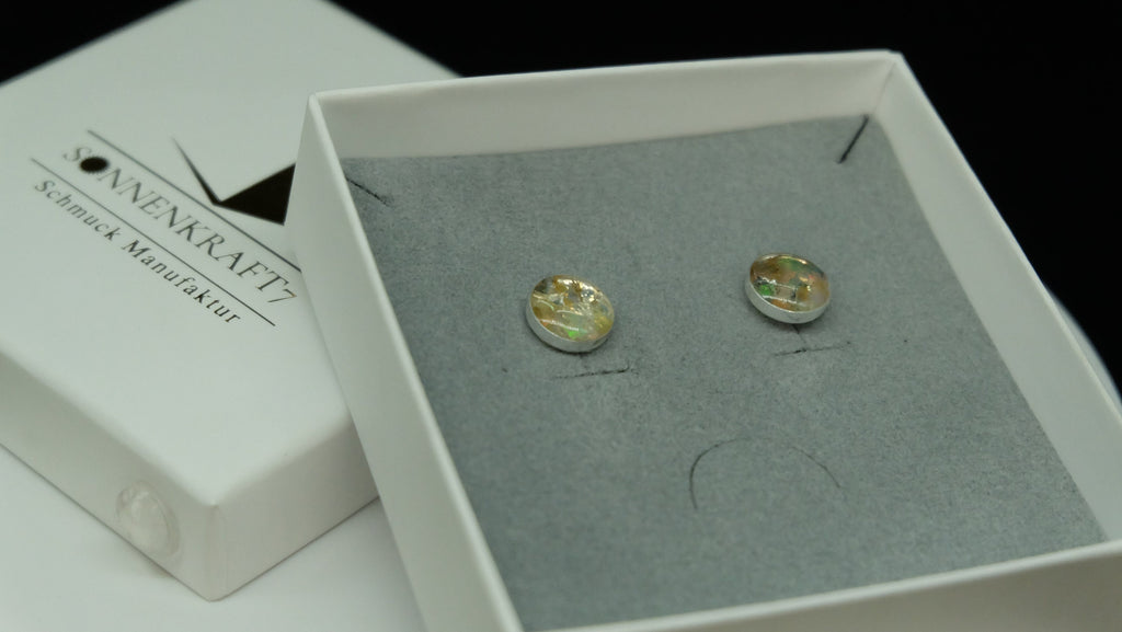 1x Paar Opal 925 Sterling Silber Schmuck Ohrstecker aus modernem Herstellungsverfahren hergestellt in Deutschland mit Edelopal 10mm