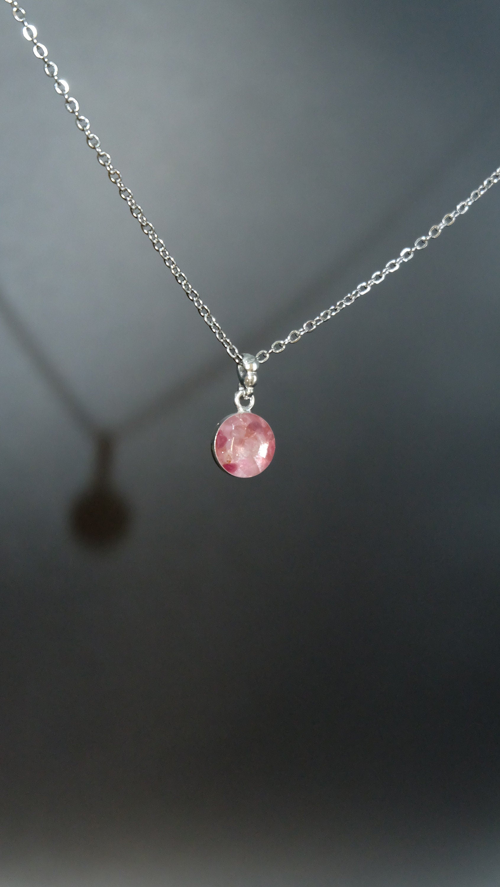 Rosa 925 Sterling Silber Anhänger mit Halskette aus echten Edelsteinen mit rotem Turmalin für Liebe und Partnerschaft Frauenschmuck Mädchen