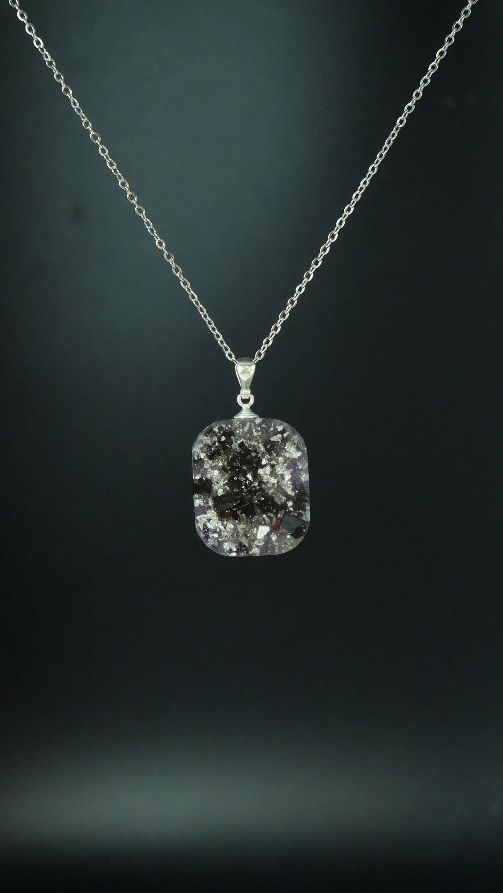 Lebensblume Orgonit Amulett mit Amethyst und Silber von Hand gefertigt