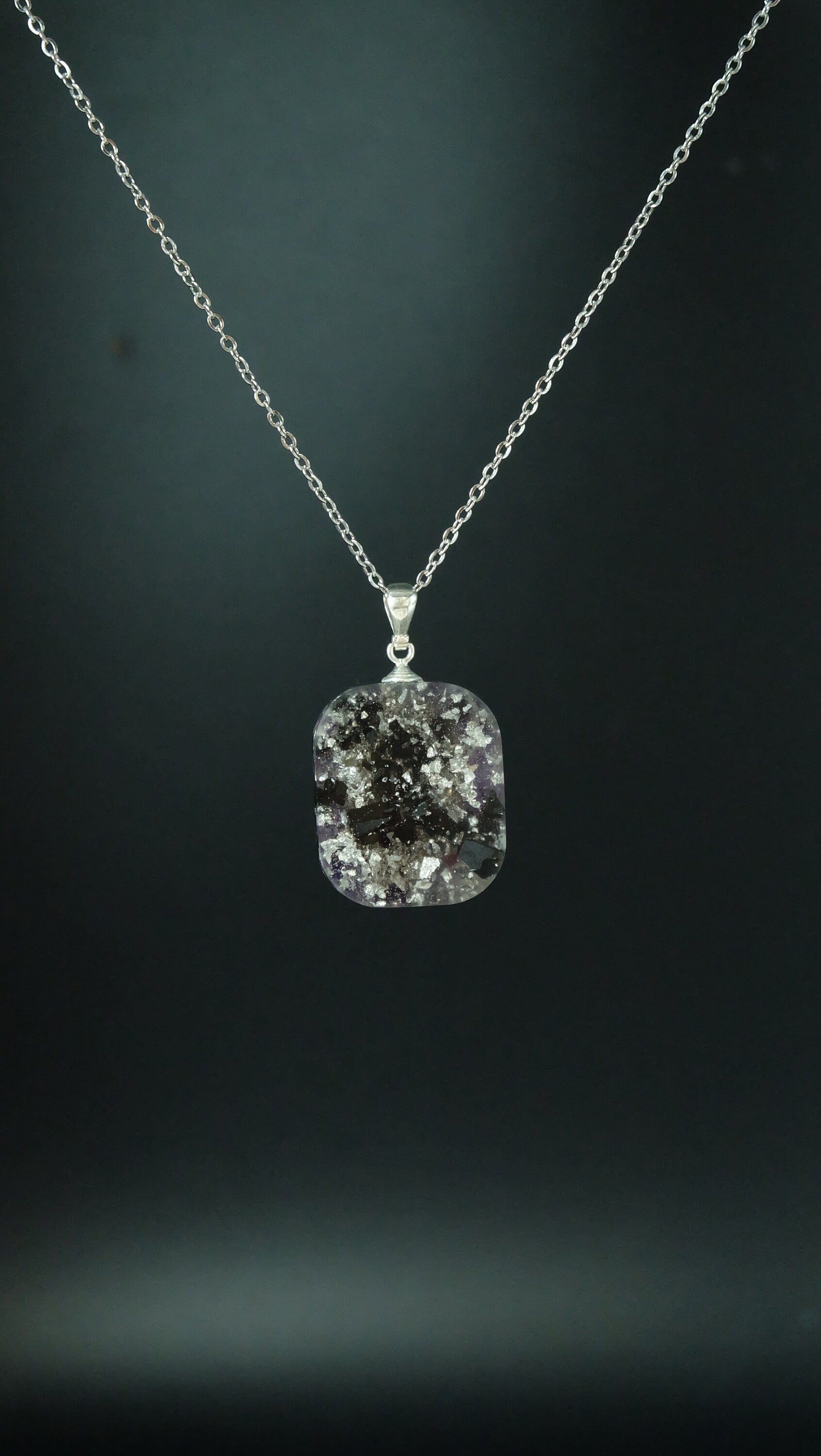 Lebensblume Orgonit Amulett mit Amethyst und Silber von Hand gefertigt