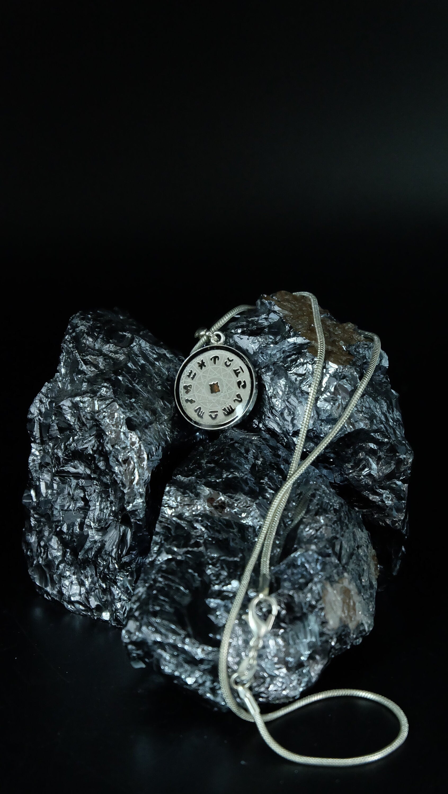 Tierkreis 925 Sterling Silber Amulett von Hand gefertigt Heilige Geometrie Orgonit Anhänger mit Opal 20mm Astrologie Schmuck