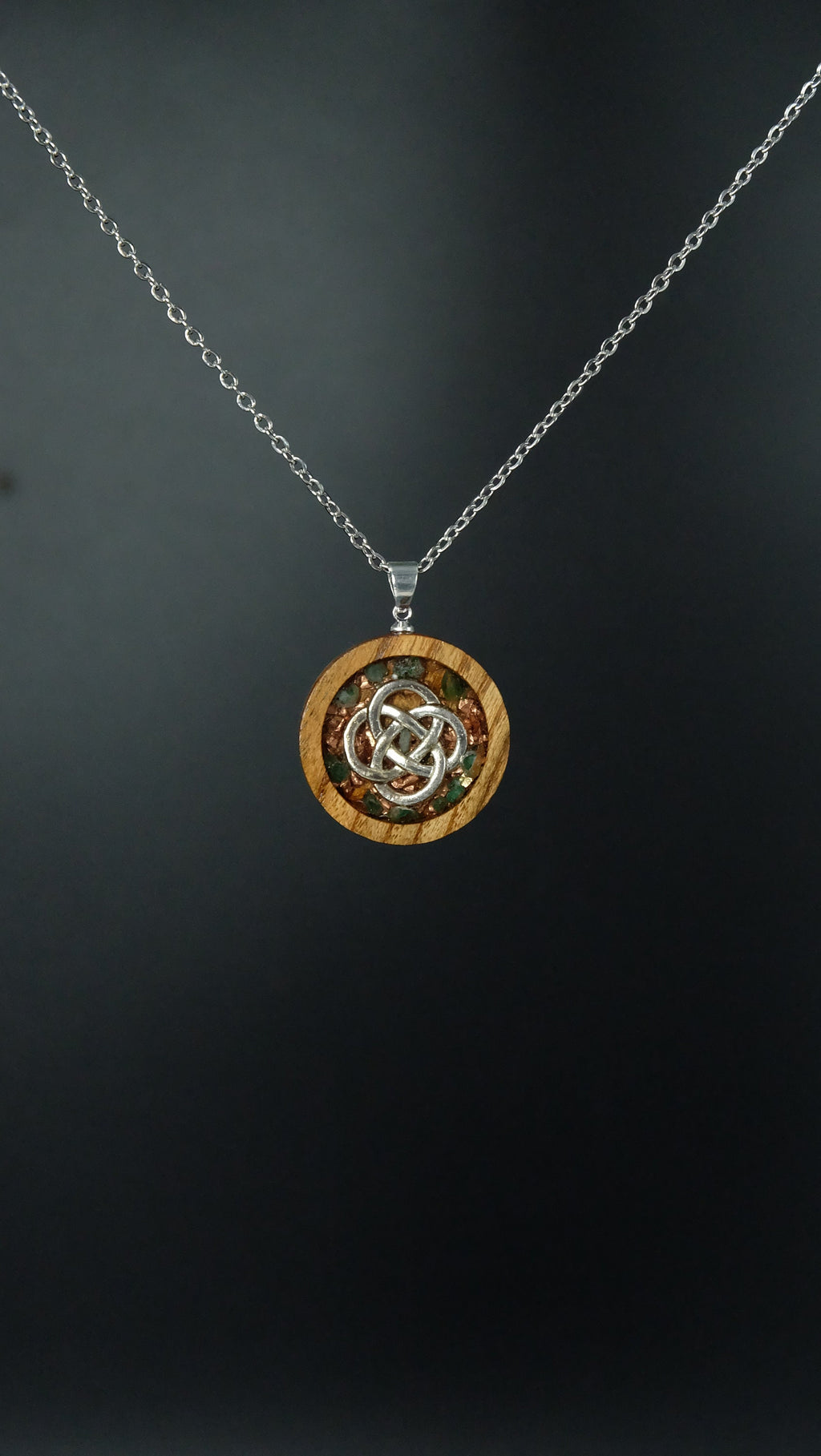 Keltisches Essigbaumholz Orgonit Amulett mit 925 Silber Öse Sonderanfertigung