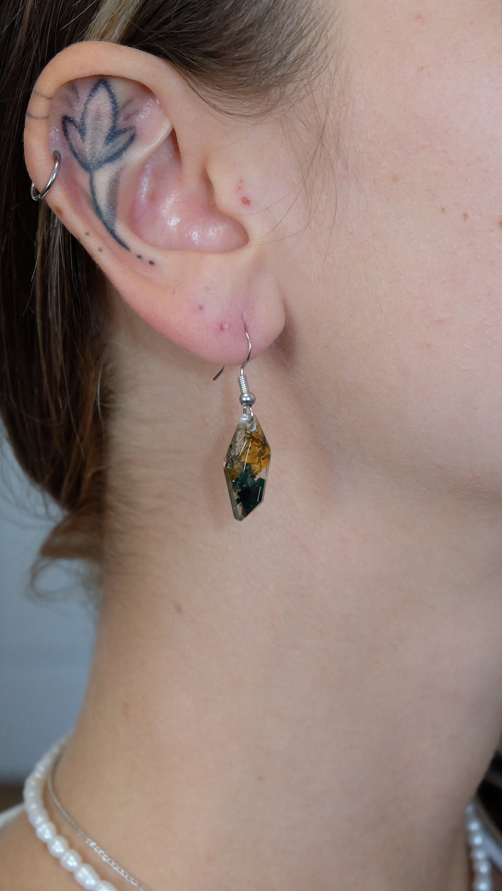 Ohrringe aus 925 Sterling Silber und echten Edelsteinen und Metallen Orgonit Schmuck aus Fuchsit und Citrin
