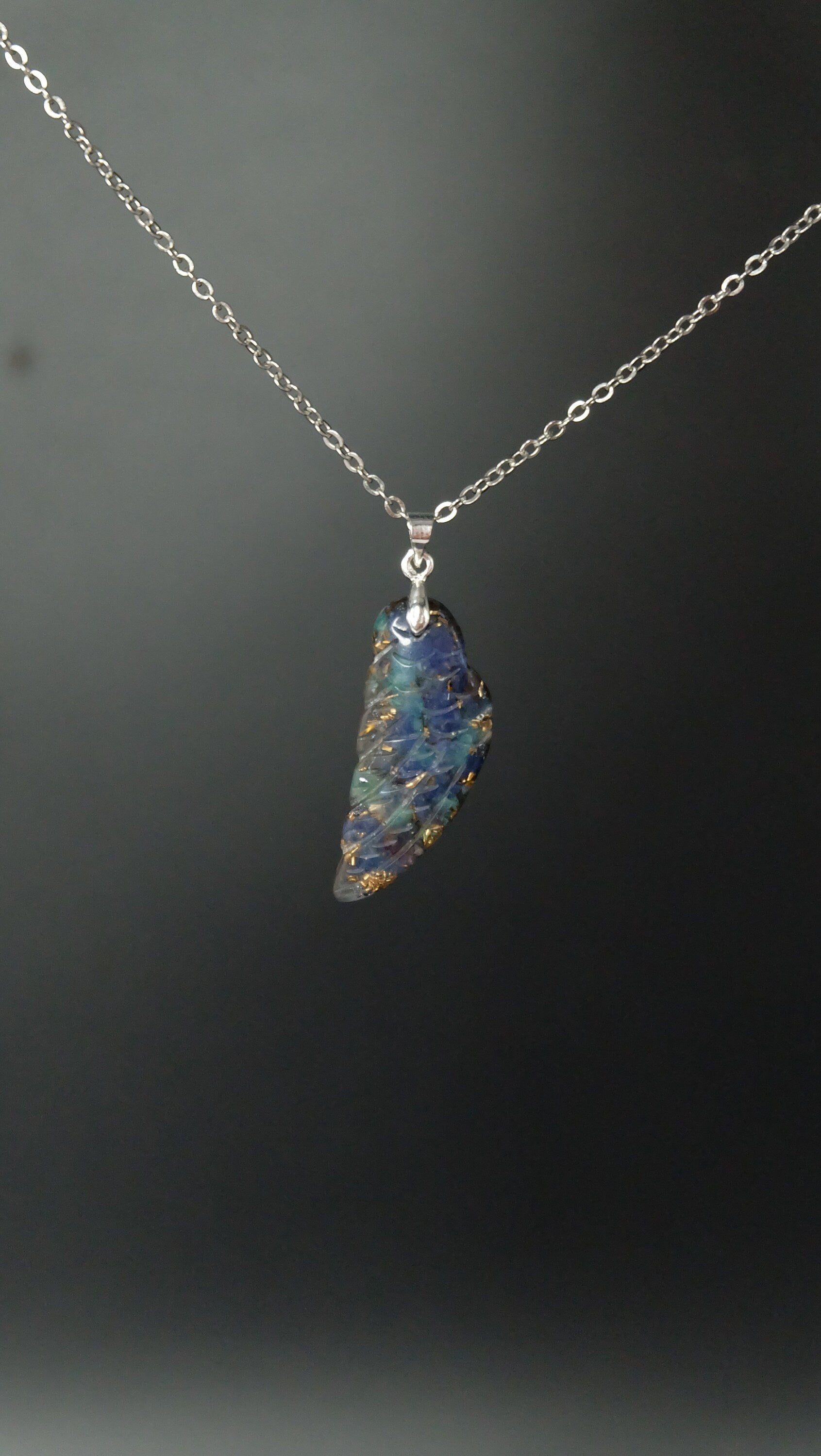 Schutzengel Talisman Orgonit Amulett von Hand gefertigt aus Sodalith und Amazonit