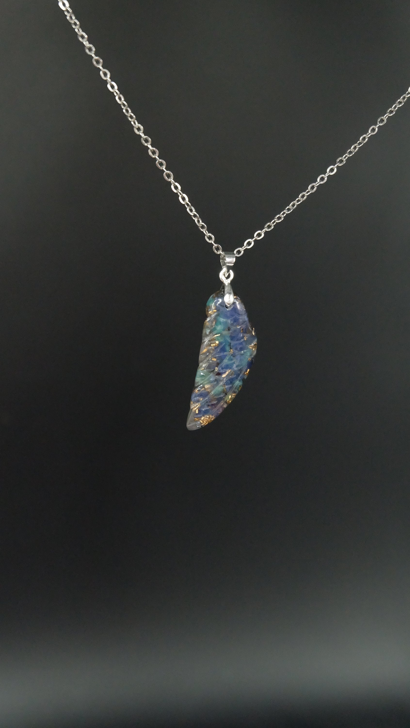 Schutzengel Talisman Orgonit Amulett von Hand gefertigt aus Sodalith und Amazonit