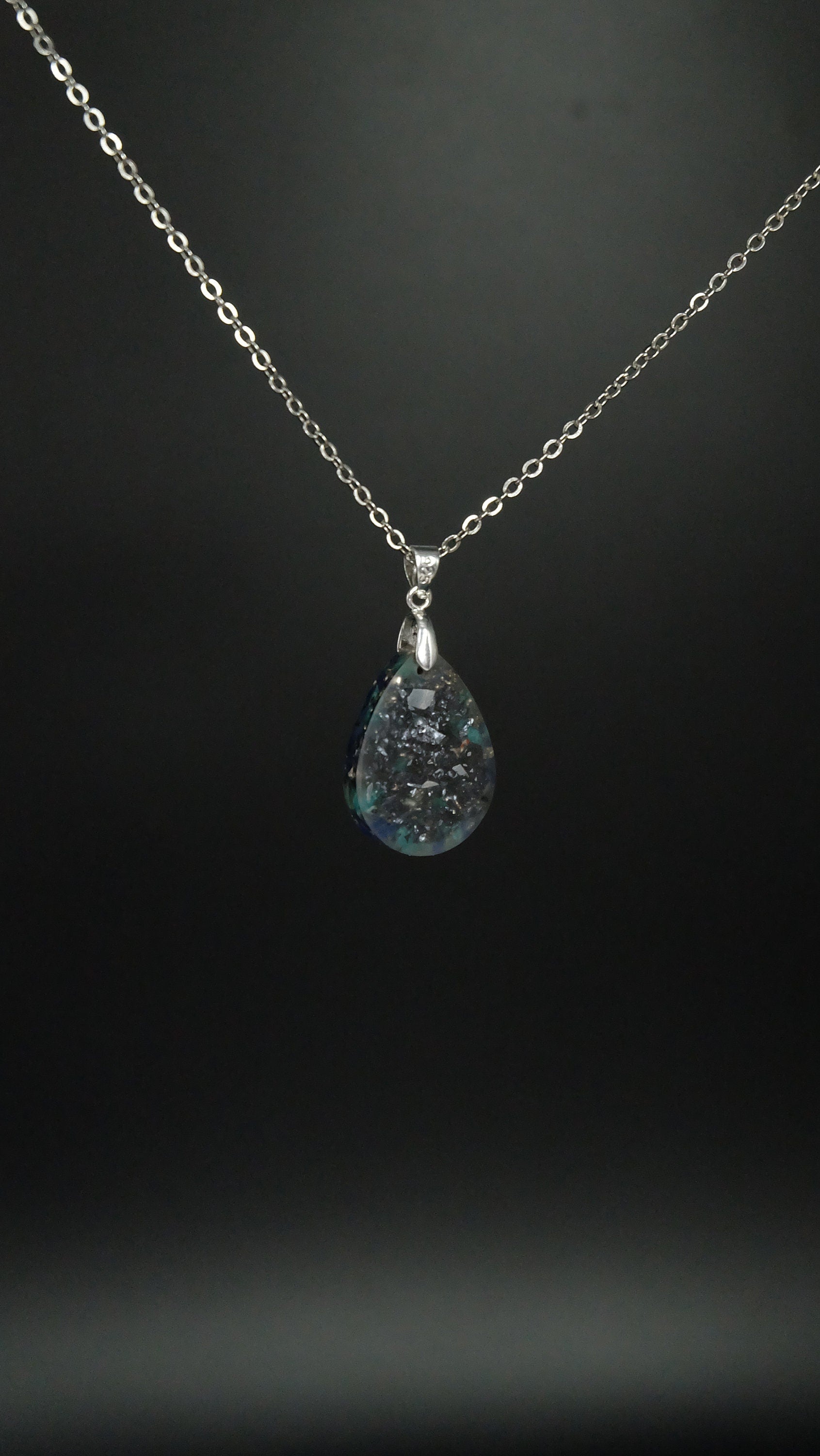 Keltisches Tropfenamulett aus Sodalith und Amazonit 925 Sterling Silberkette Versand aus Deutschland