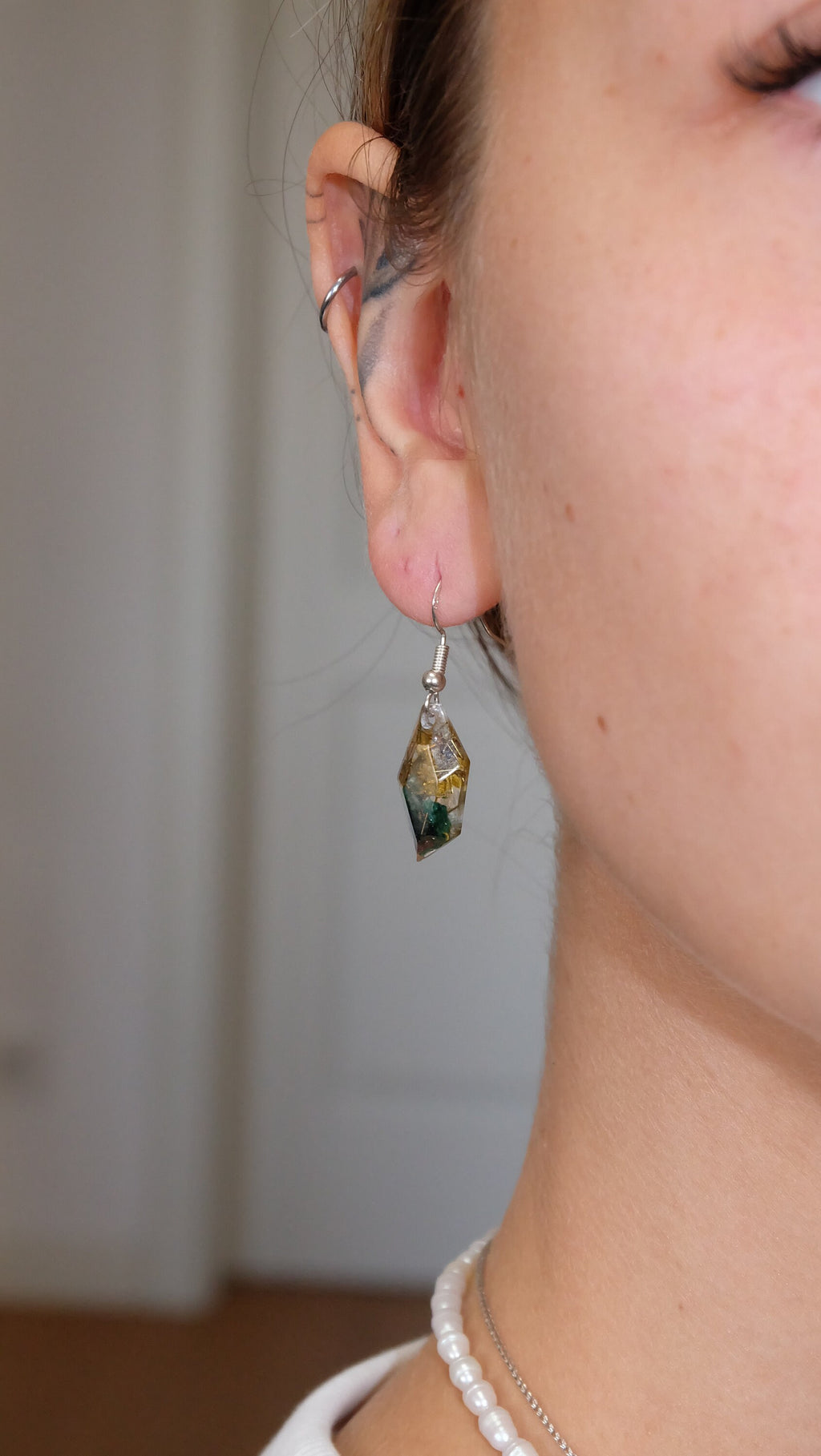 Ohrringe aus 925 Sterling Silber und echten Edelsteinen und Metallen Orgonit Schmuck aus Fuchsit und Citrin