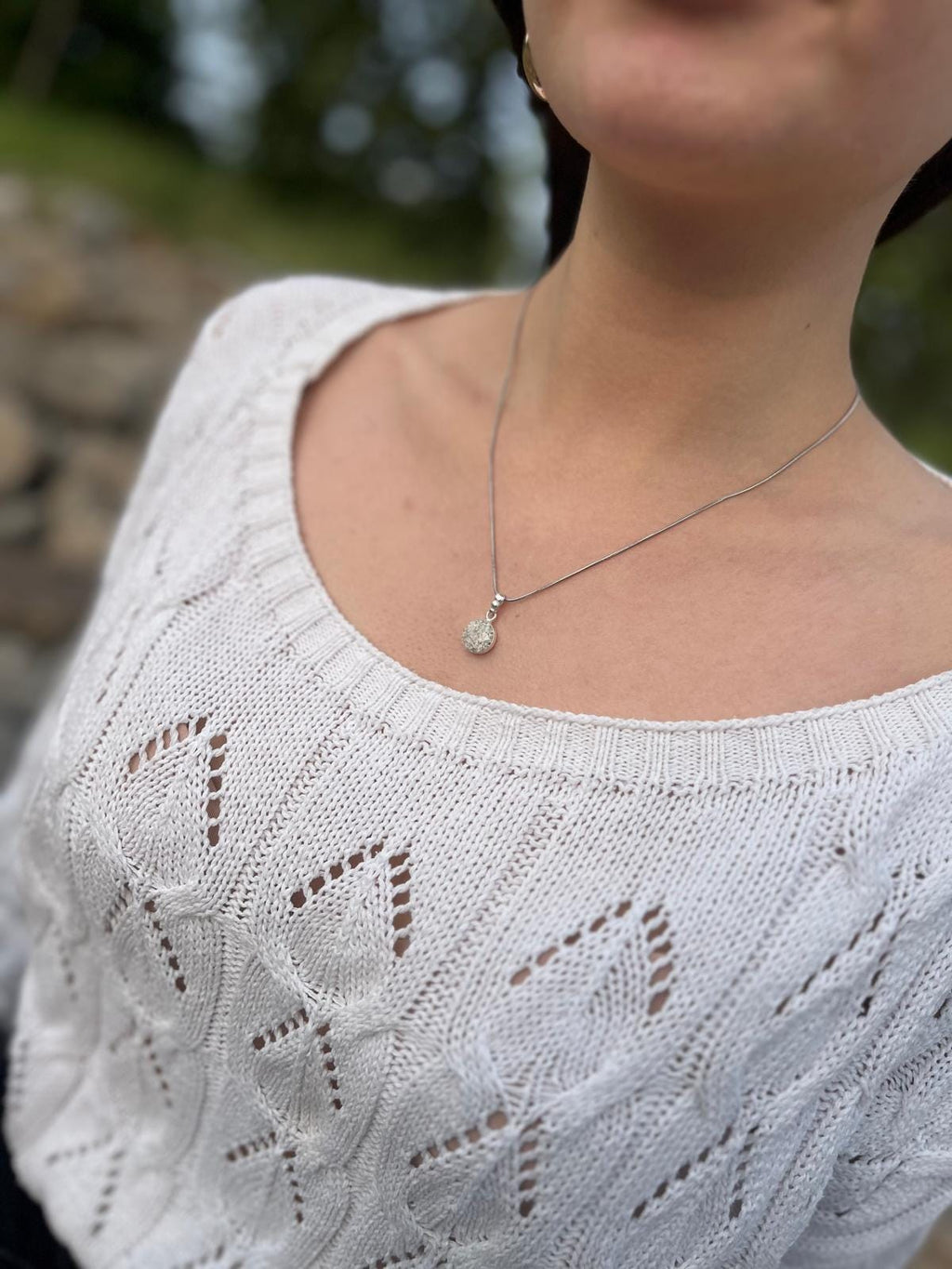 925 Sterling Silber Anhänger | Mit Kunstharz und Blattsilber | Kristallamulett | Von Hand gefertigt | 10mm