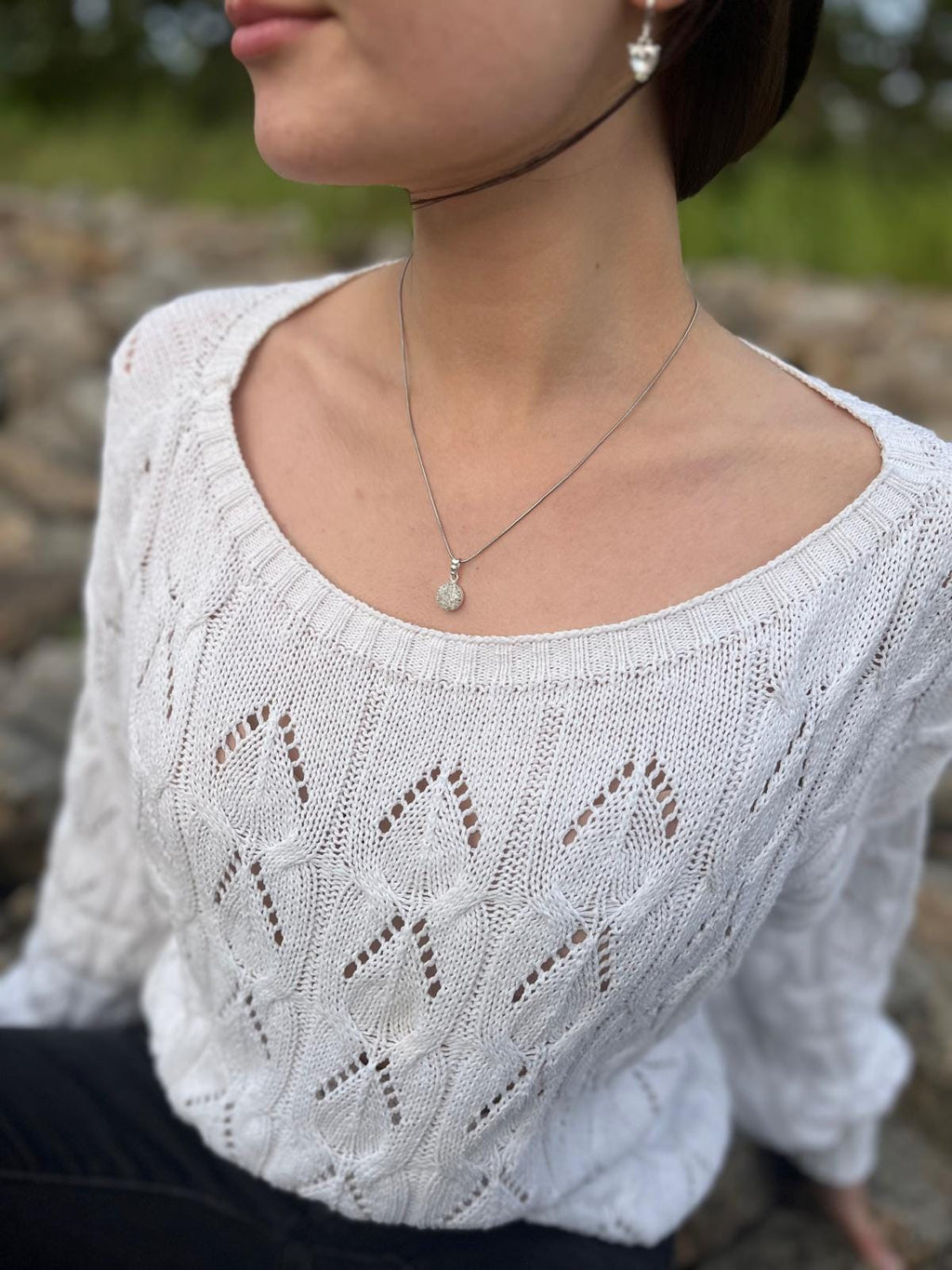 925 Sterling Silber Anhänger | Mit Kunstharz und Blattsilber | Kristallamulett | Von Hand gefertigt | 10mm