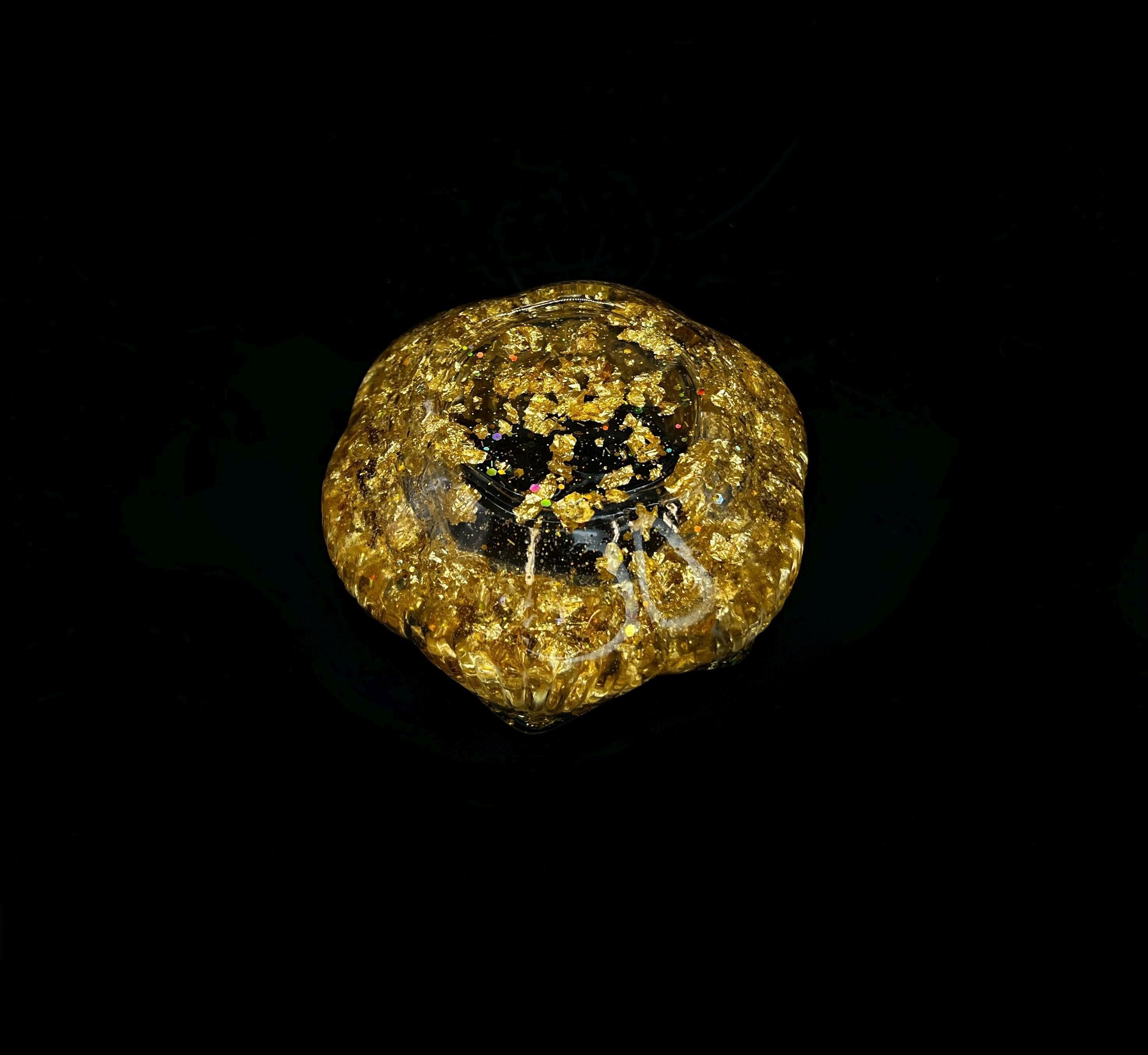 Lotusblume Kerzenhalter in Gold von Hand hergestellt aus Kunstharz Blattgold / nach Absprache farblich variabel