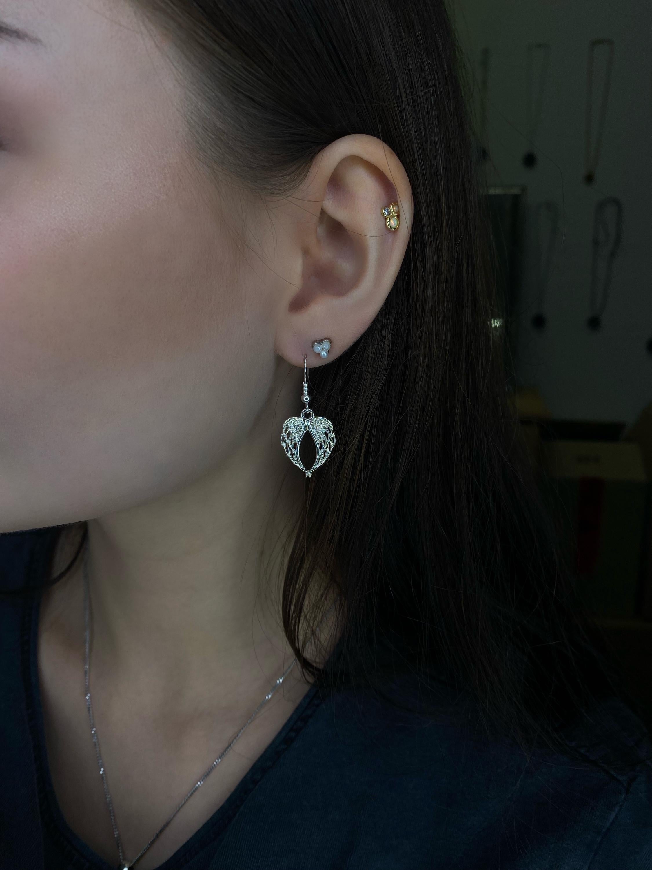 Engelsflügel Ohrringe in 925 Sterling Silber | von Hand gefertigt