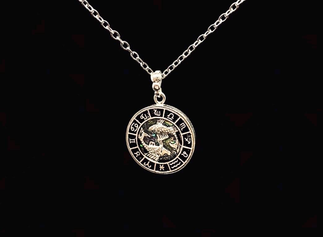 Sternzeichen Amulett mit Edelsteinen des jeweiligen Zeichens | 925 Sterling Silber Orgonit Anhänger von Hand gefertigt | Glücksbringer