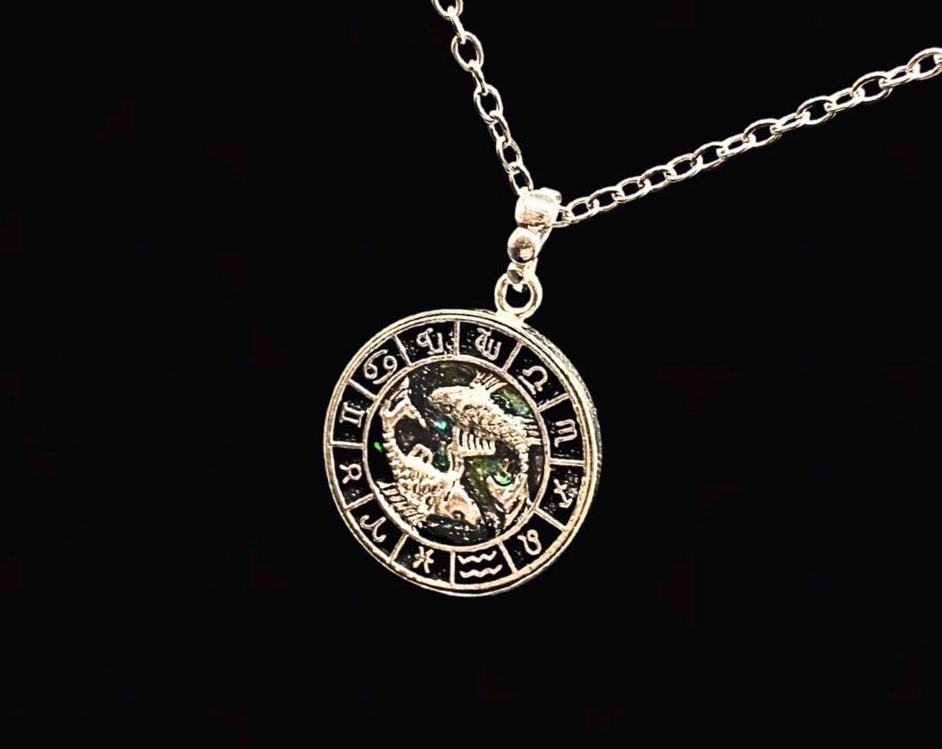 Sternzeichen Amulett mit Edelsteinen des jeweiligen Zeichens | 925 Sterling Silber Orgonit Anhänger von Hand gefertigt | Glücksbringer