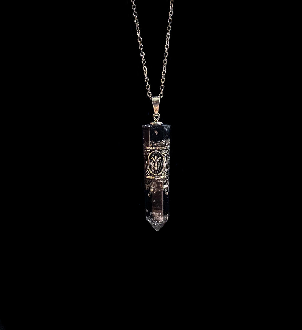 Runen Schutzamulett mit Ankerkette | Nordisches Futhark Orgonit Amulett | Handgefertigter Mittelalter Schmuck mit Edelstein nach Wahl